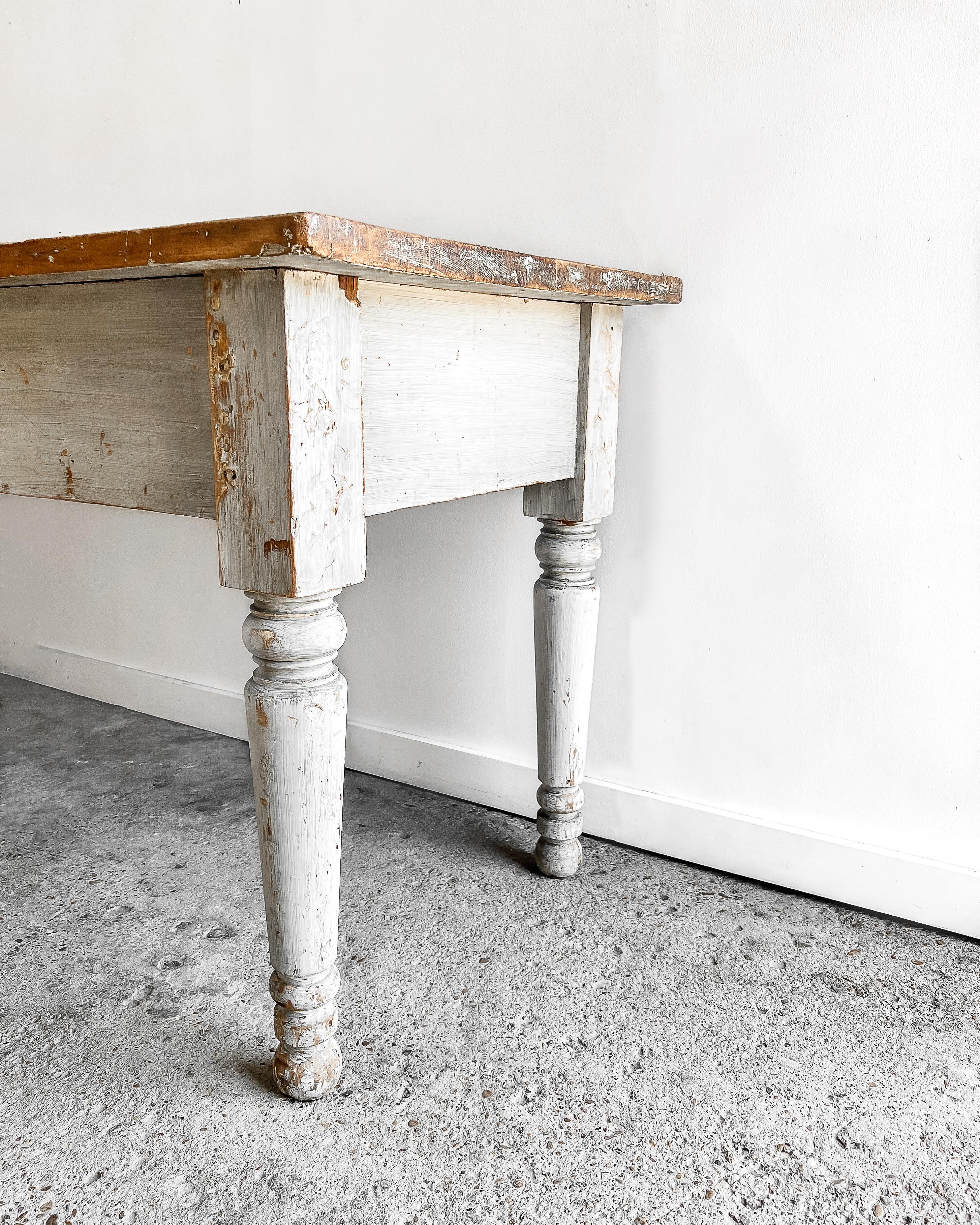 19th Century Antique French Work Table with Turned Legs