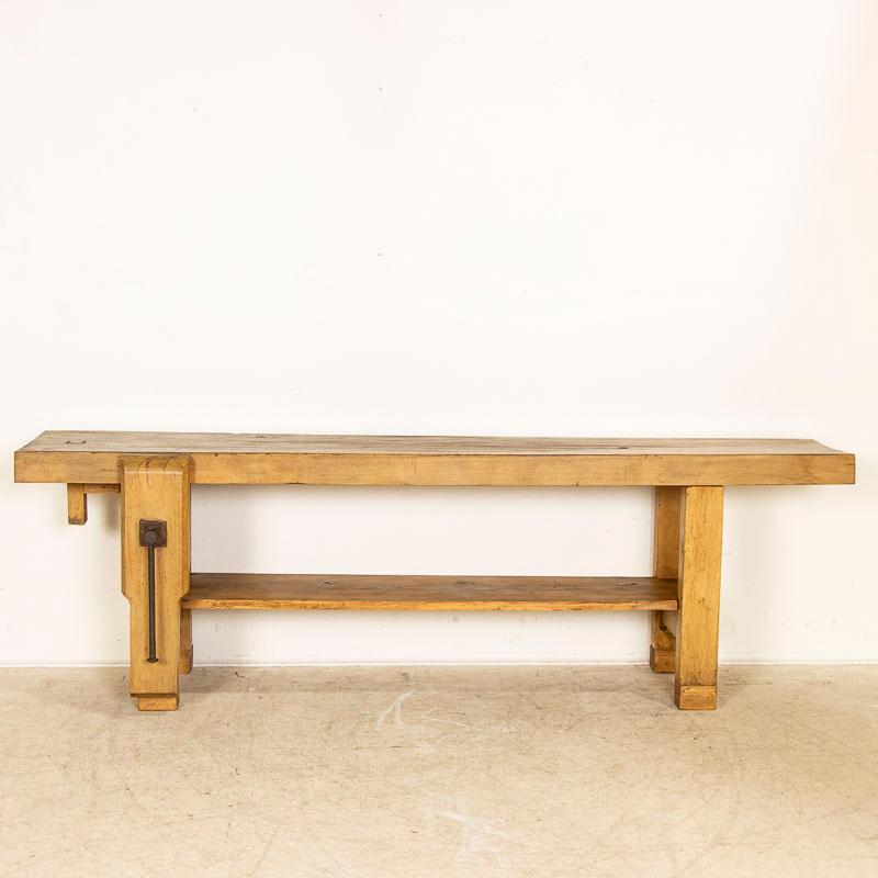 Antique French Workbench Rustic Console Table In Good Condition In Round Top, TX