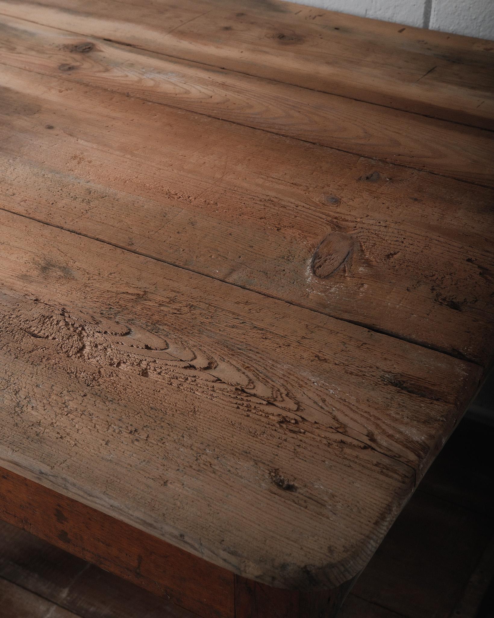 Antique French Workbench Table – Rustic Farmhouse Industrial For Sale 1