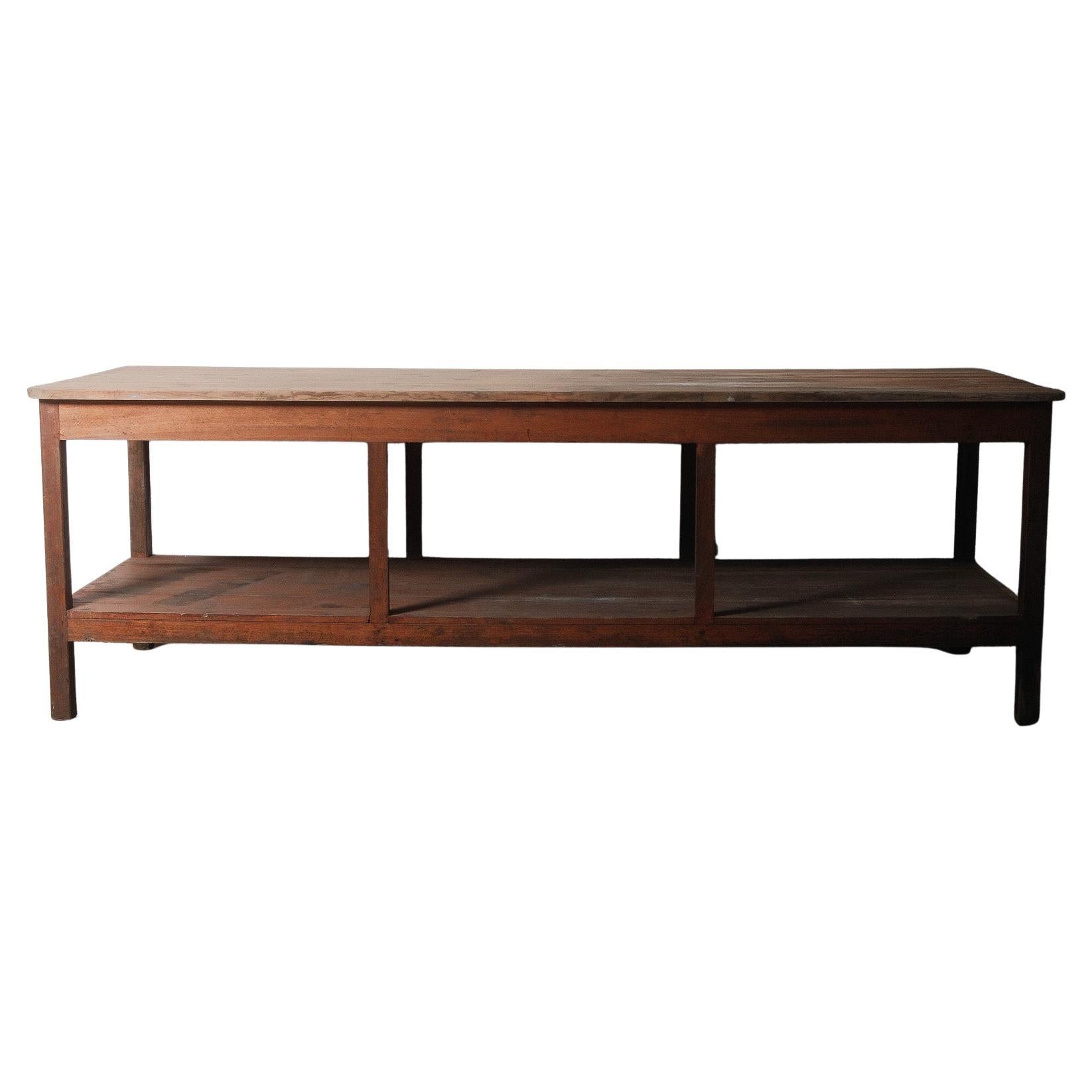 Antique French Workbench Table – Rustic Farmhouse Industrial For Sale