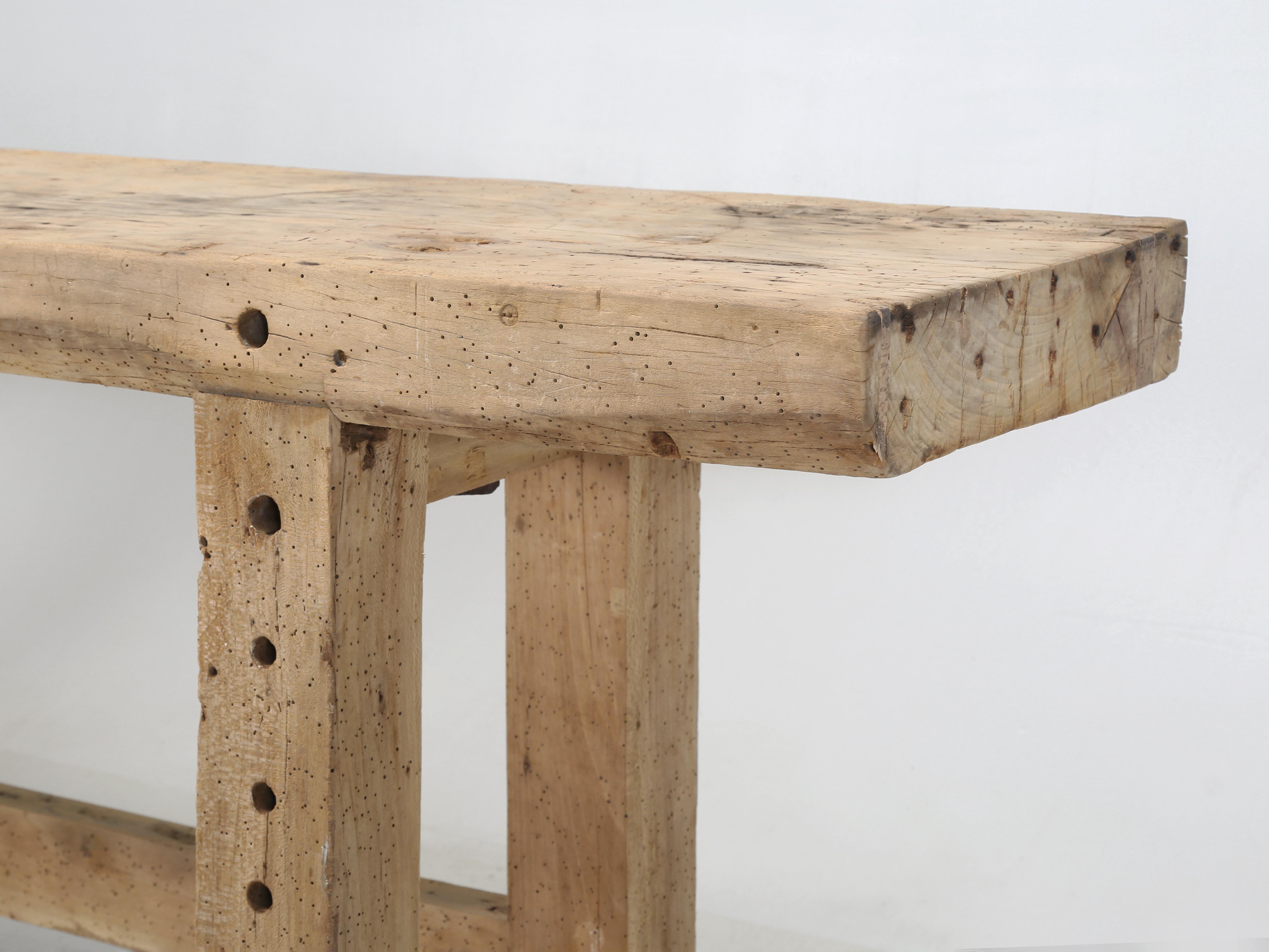 Antique French Workshop Console Table, Narrow Kitchen Island from Toulouse c1900 4