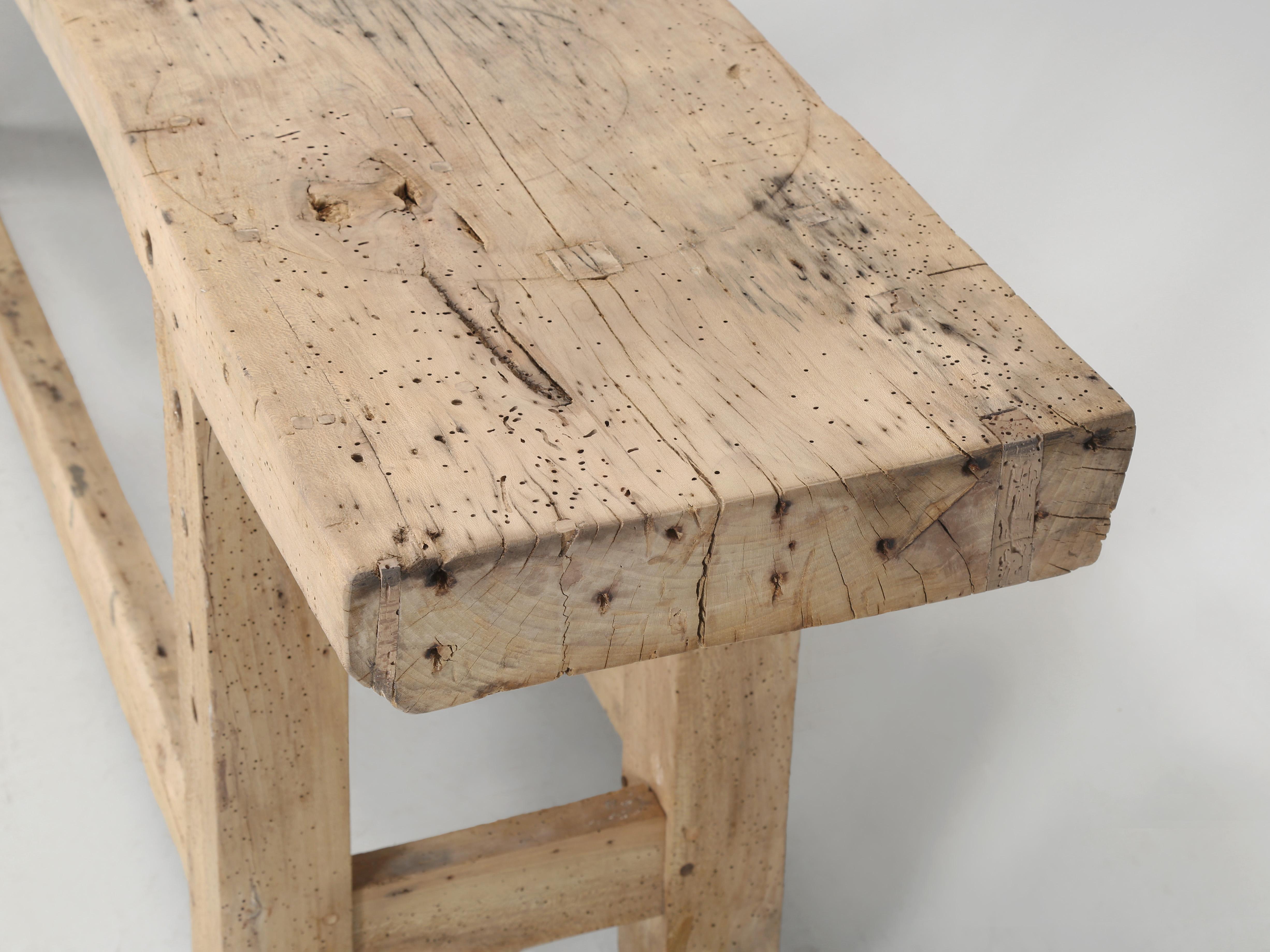 Antique French Workshop Console Table, Narrow Kitchen Island from Toulouse c1900 In Good Condition In Chicago, IL