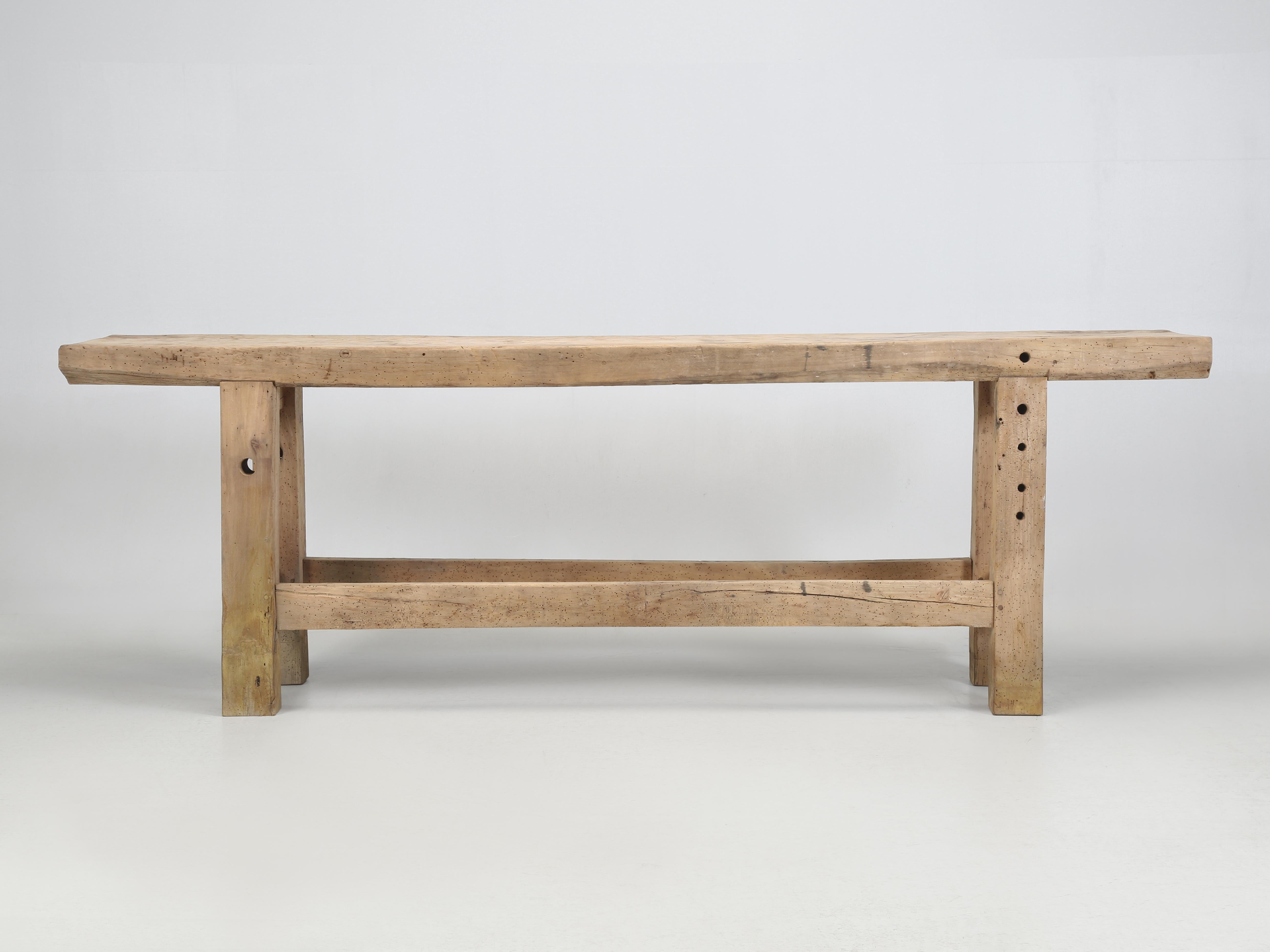 Antique French Workshop Console Table, Narrow Kitchen Island from Toulouse c1900 1