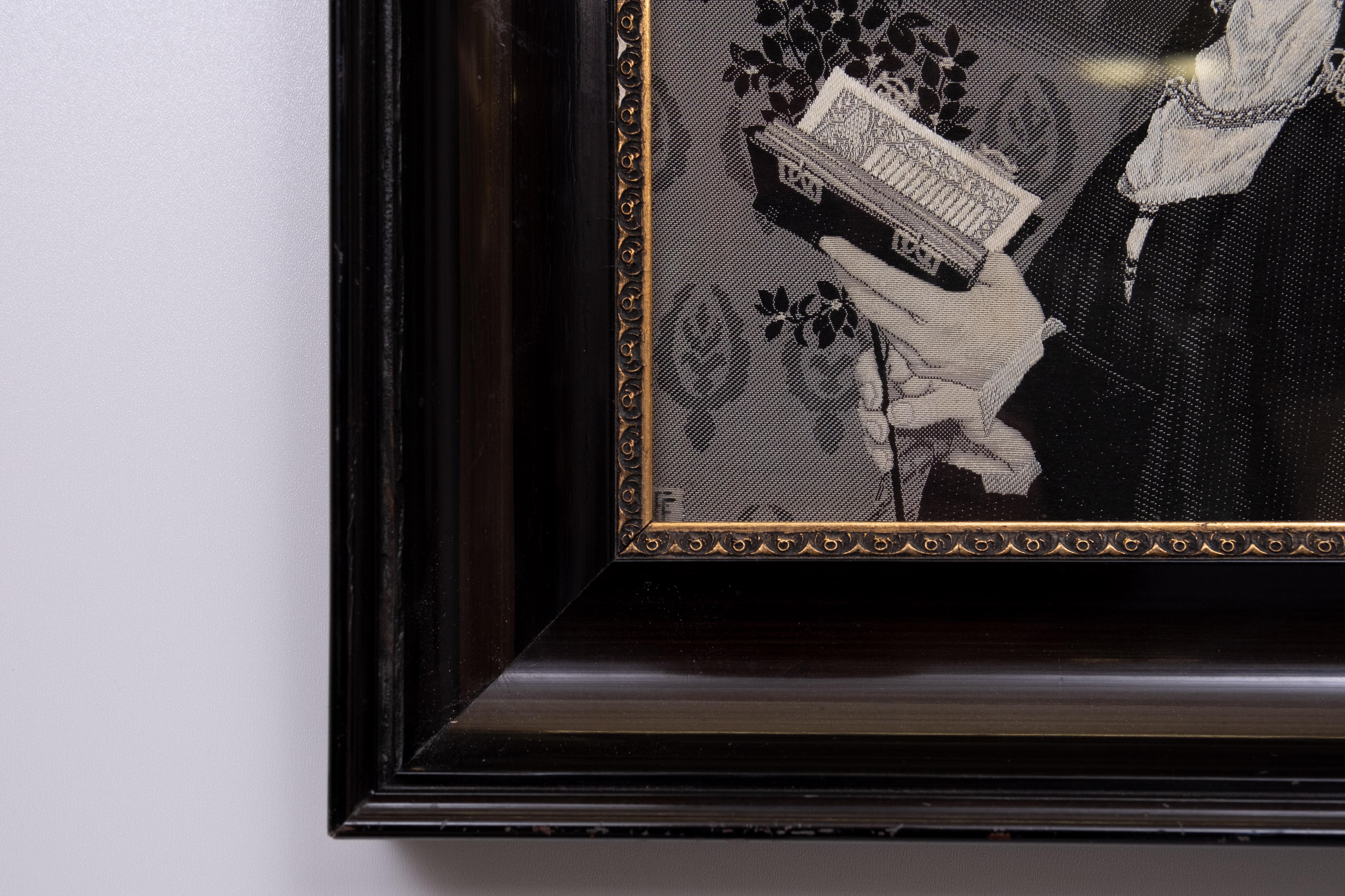Woven on the Jacquard ribbon looms of the renowned Neyret  brothers Rothers weavers House in  st Etienne France . This antique  woven  Stevengraph is based on the painting 'LES RAMEAUX' (The palm Sunday) by French artist , Elisabeth Sonrel Marked . 