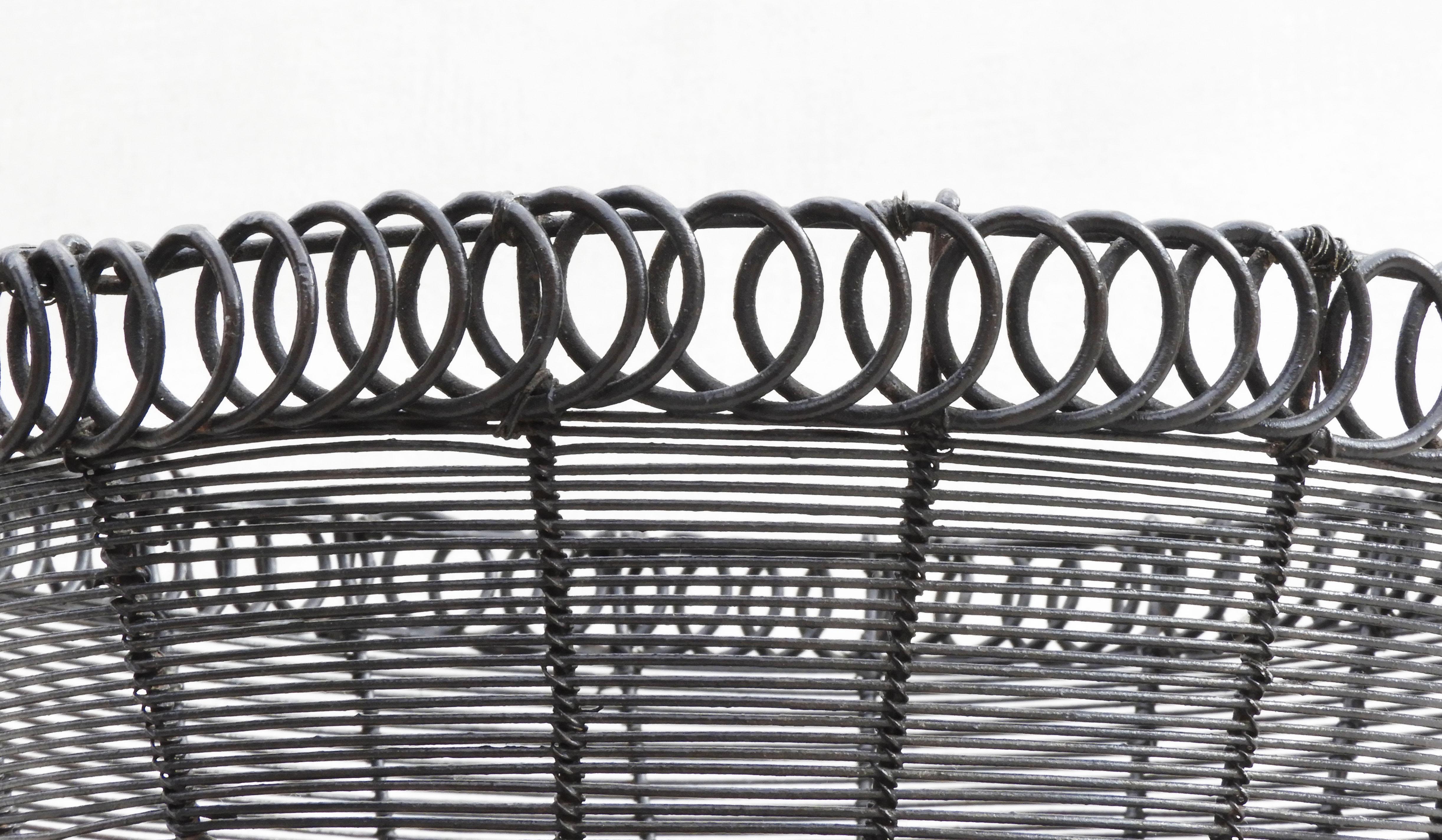 Antique French Woven Wire Basket, circa 1900 For Sale 4