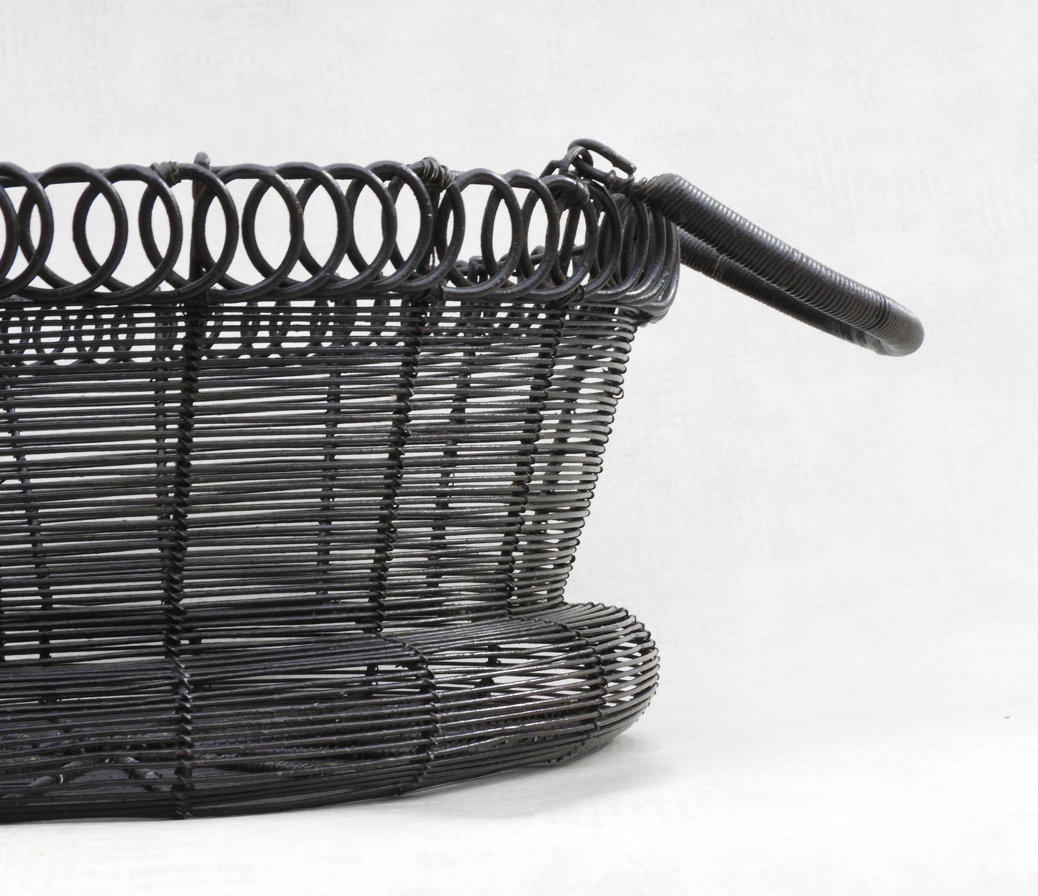 Antique French Woven Wire Basket, circa 1900 For Sale 5