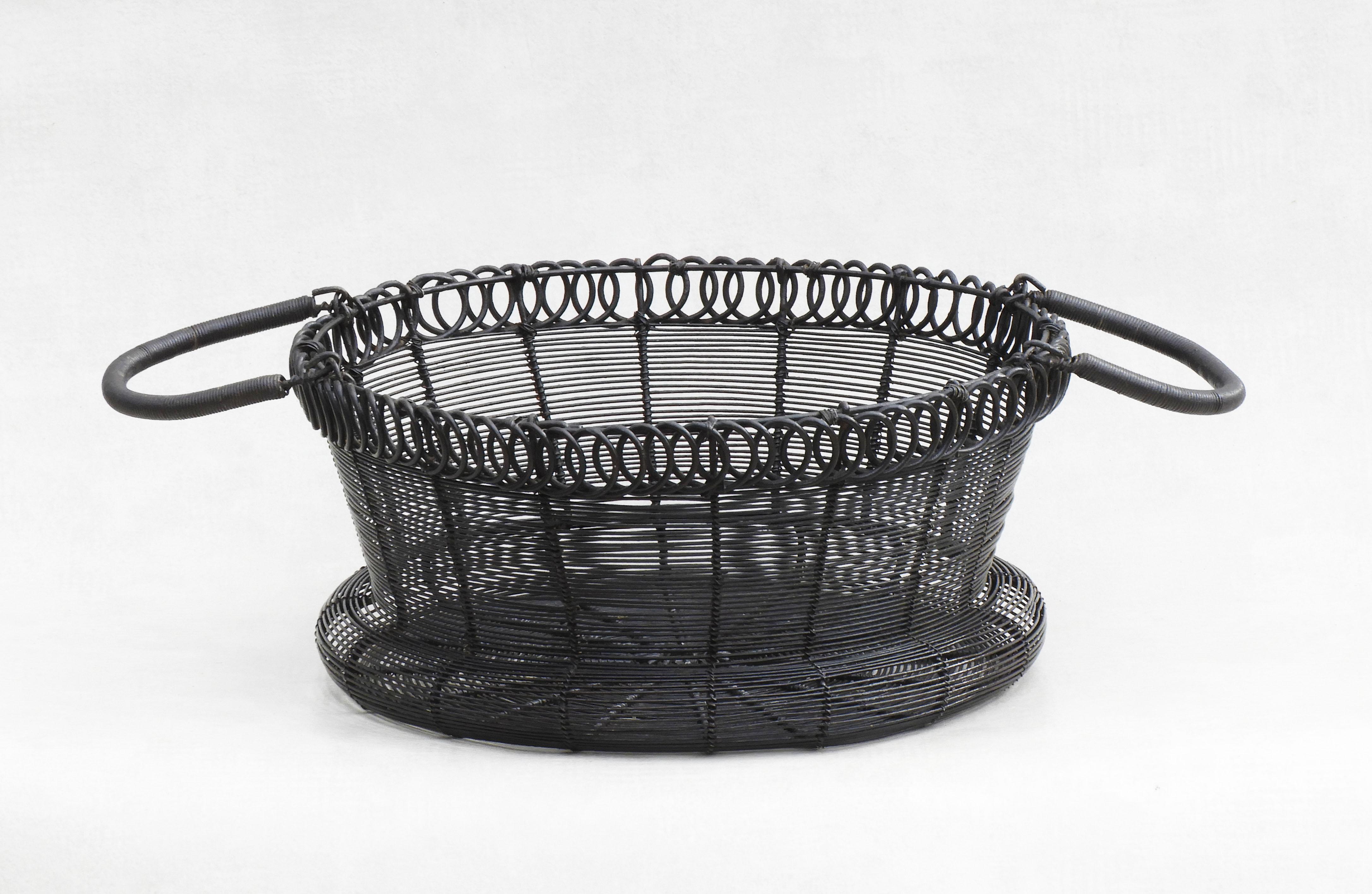 Hand-Crafted Antique French Woven Wire Basket, circa 1900 For Sale