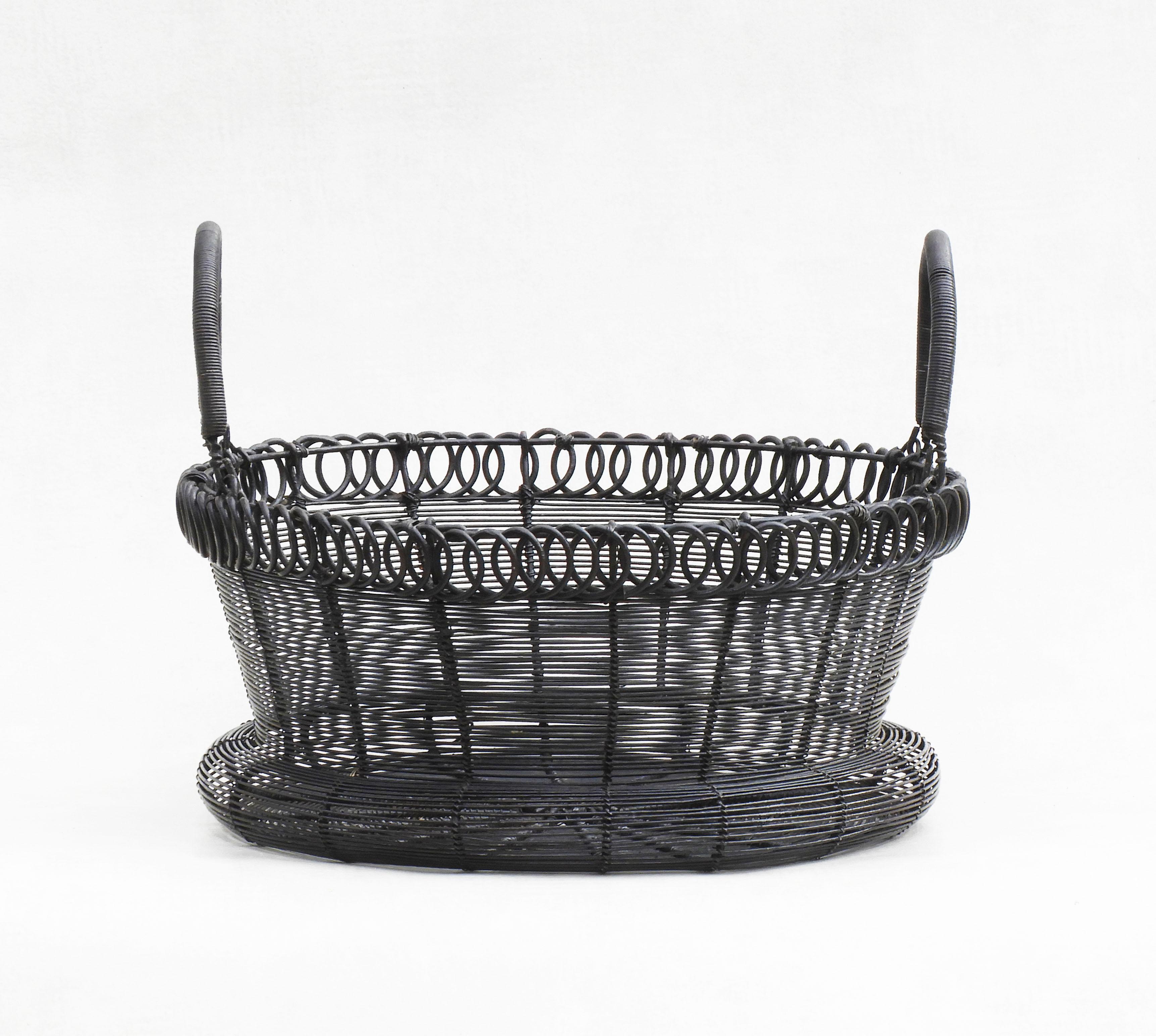 Antique French Woven Wire Basket, circa 1900 In Good Condition For Sale In Trensacq, FR