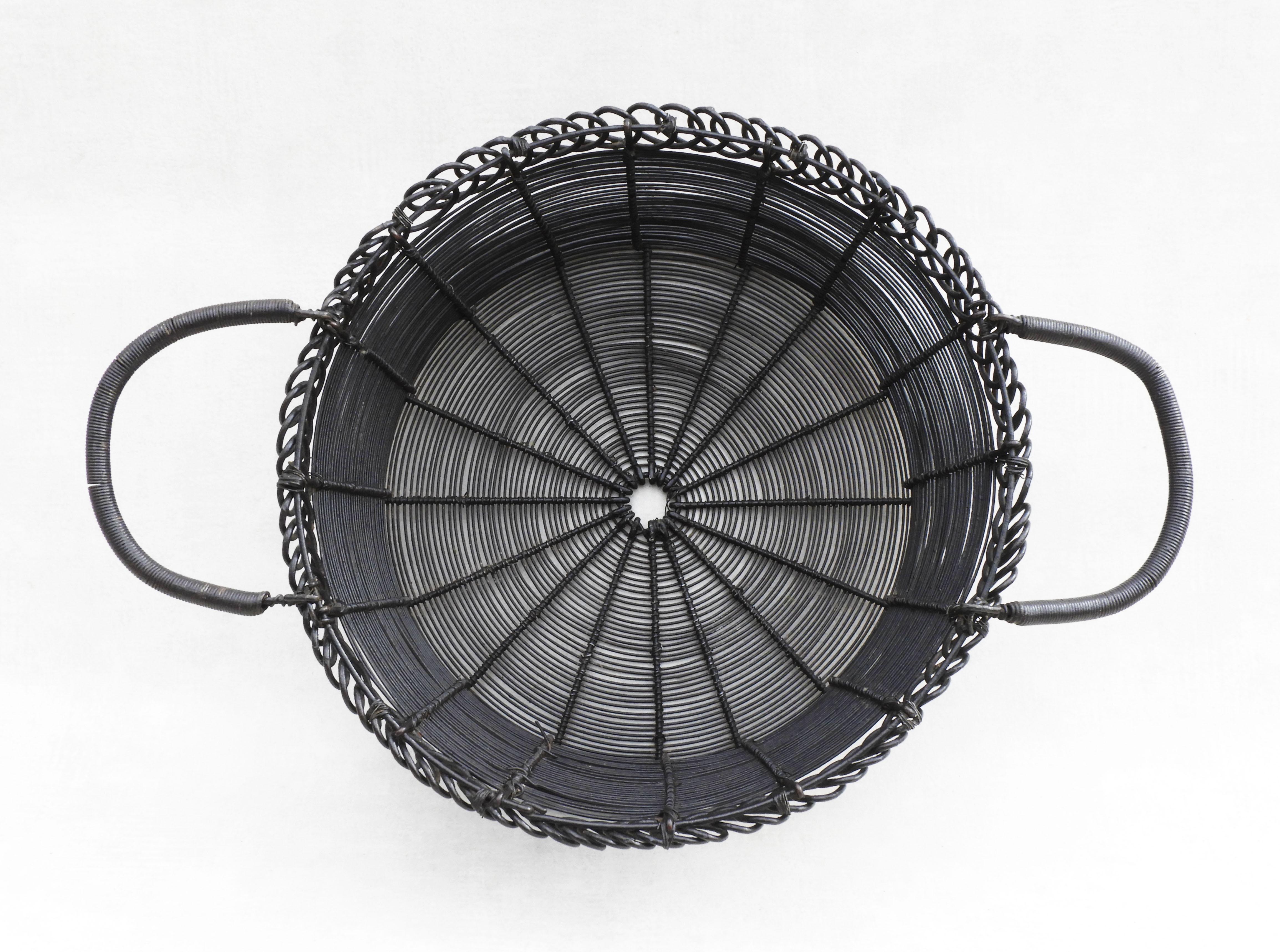 20th Century Antique French Woven Wire Basket, circa 1900 For Sale