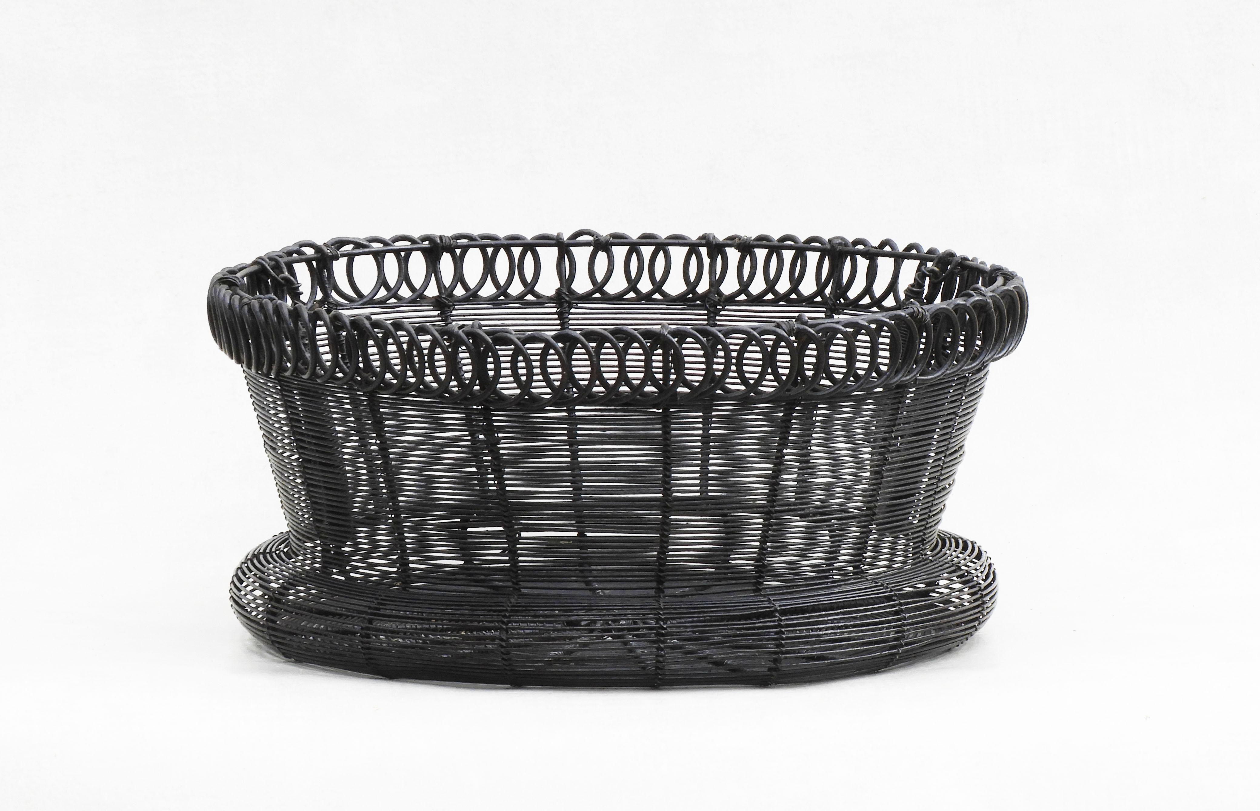 Antique French Woven Wire Basket, circa 1900 For Sale 1