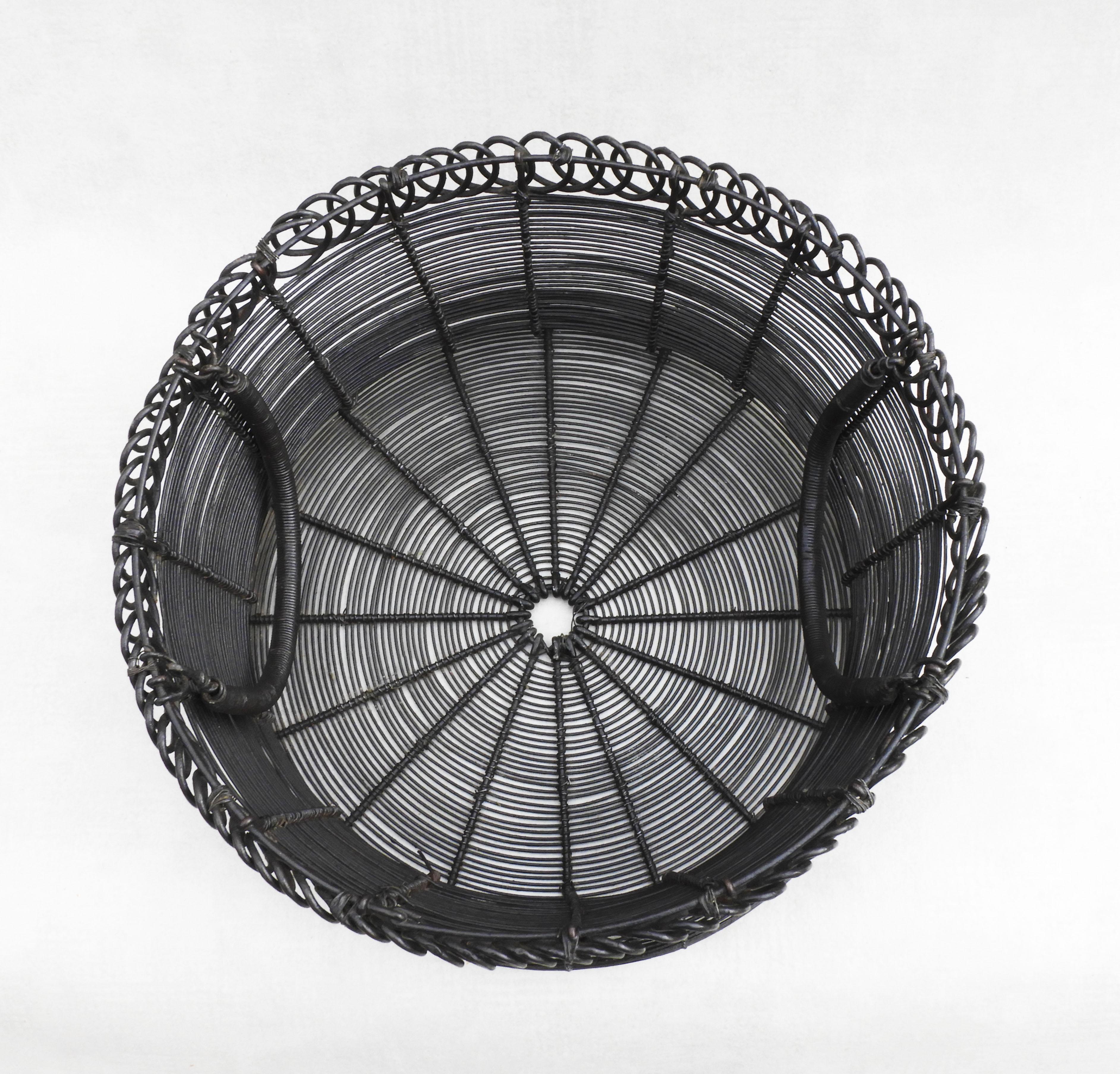 Antique French Woven Wire Basket, circa 1900 For Sale 2