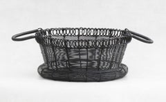 Antique French Cesta de alambre tejida, circa 1900