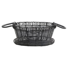 Panier français ancien en fil de fer tissé, vers 1900