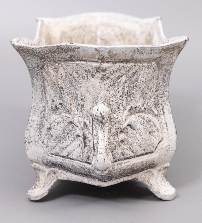 Antique French Wreath Cast Iron Jardiniere Planter circa 1920 For Sale