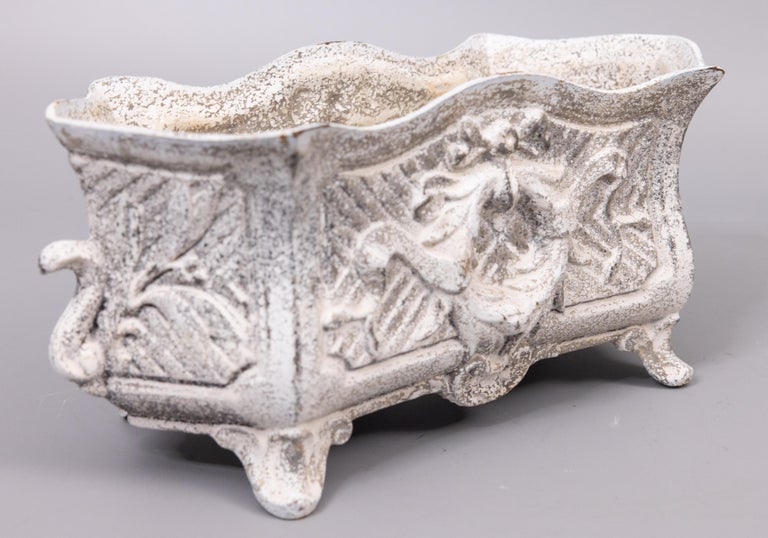 Antique French Wreath Cast Iron Jardiniere Planter circa 1920 For Sale