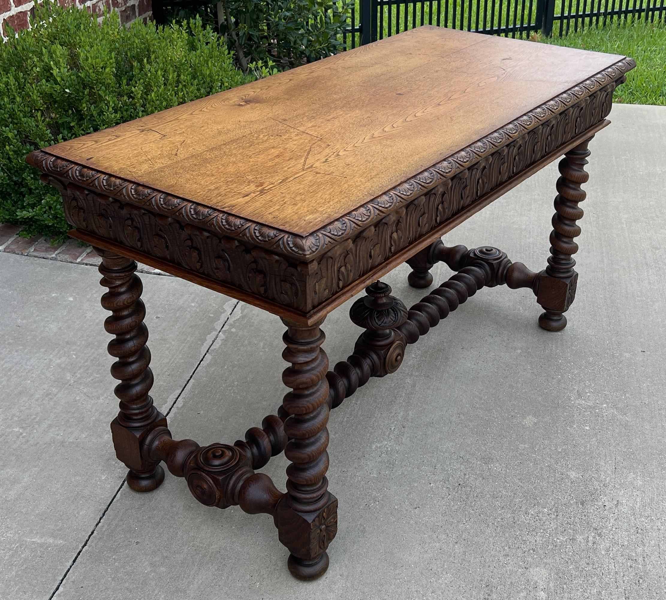 Antique French Writing Desk Barley Twist Sofa Table Entry Hall Table Carved Oak 5