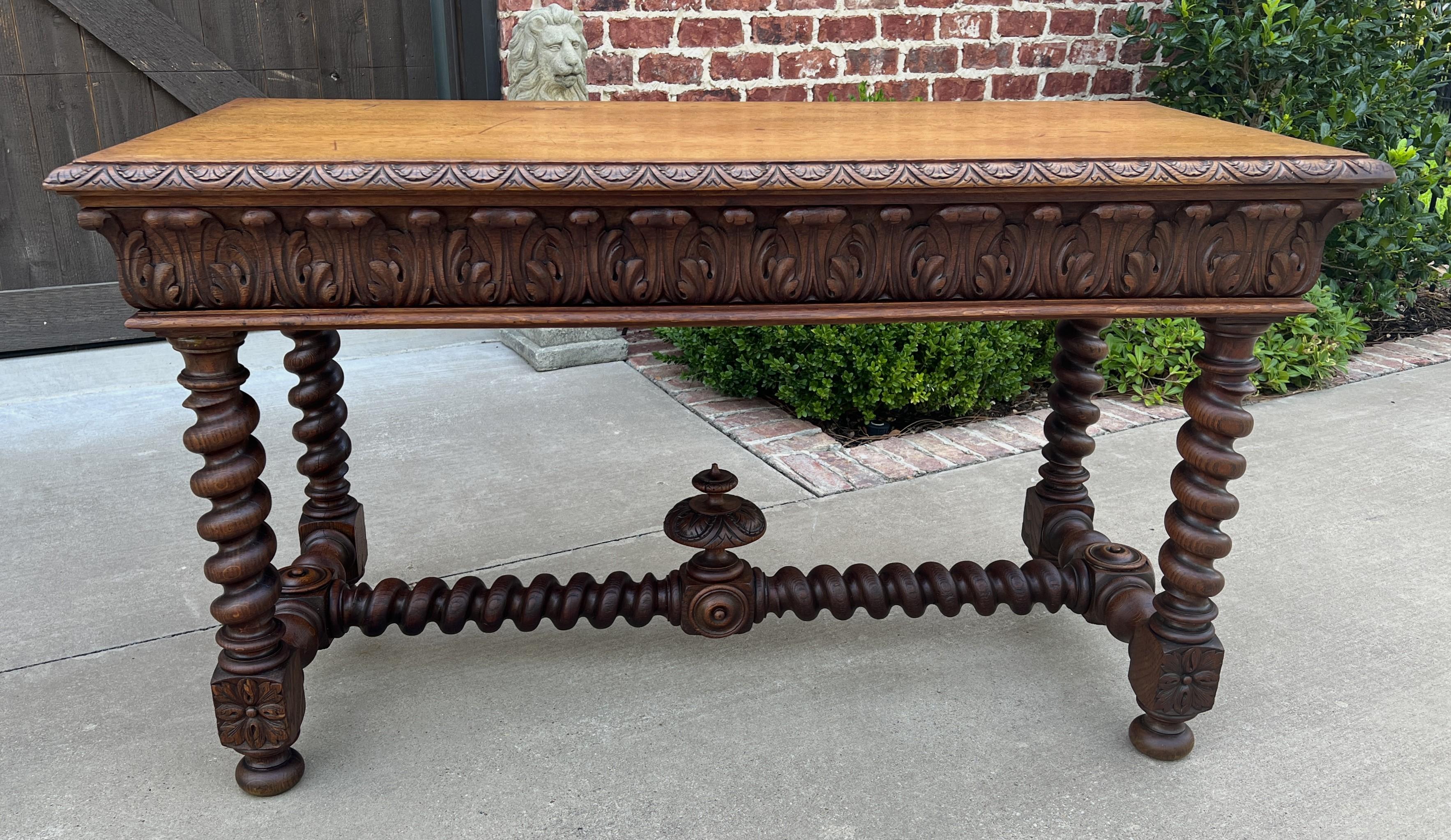 Antique French Writing Desk Barley Twist Sofa Table Entry Hall Table Carved Oak 7