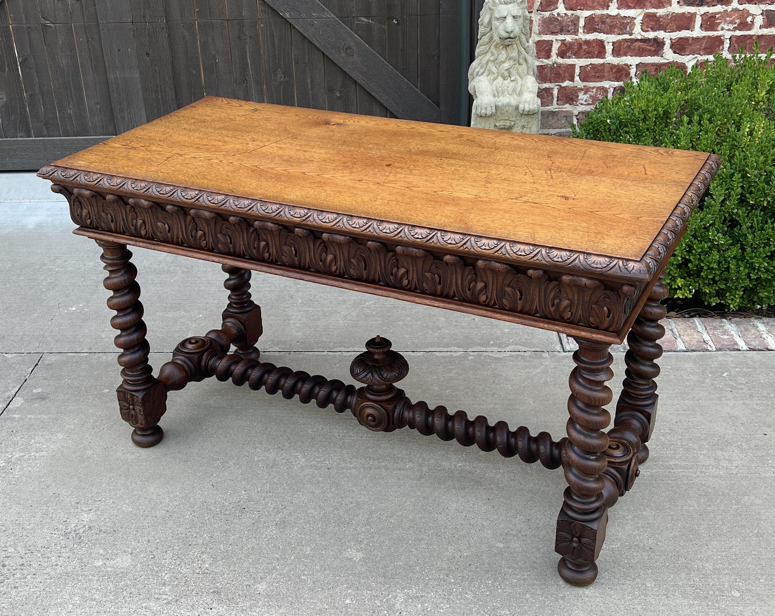 Antique French Writing Desk Barley Twist Sofa Table Entry Hall Table Carved Oak 9