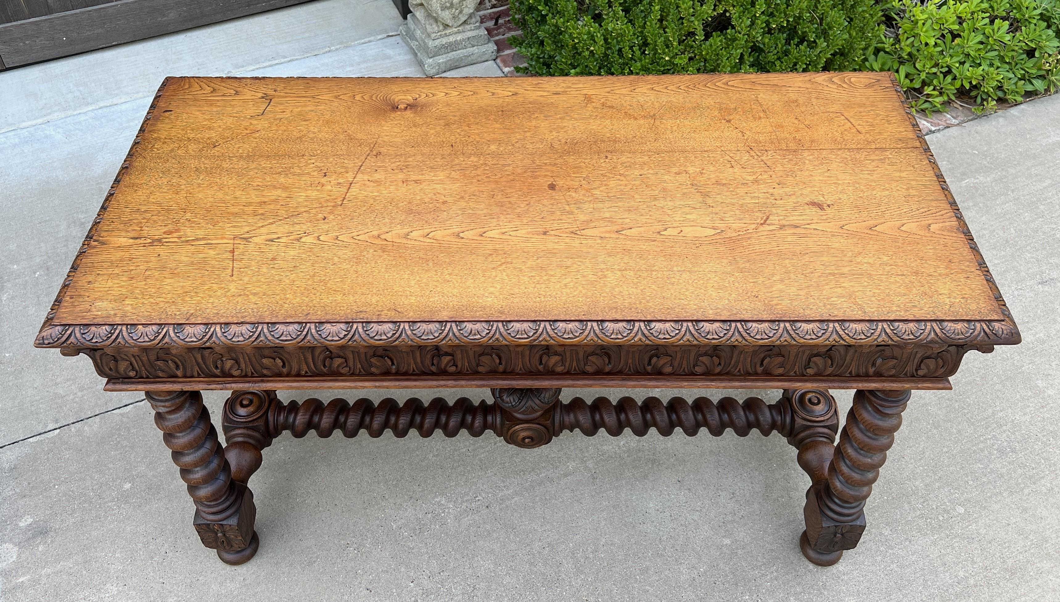 Antique French Writing Desk Barley Twist Sofa Table Entry Hall Table Carved Oak 10