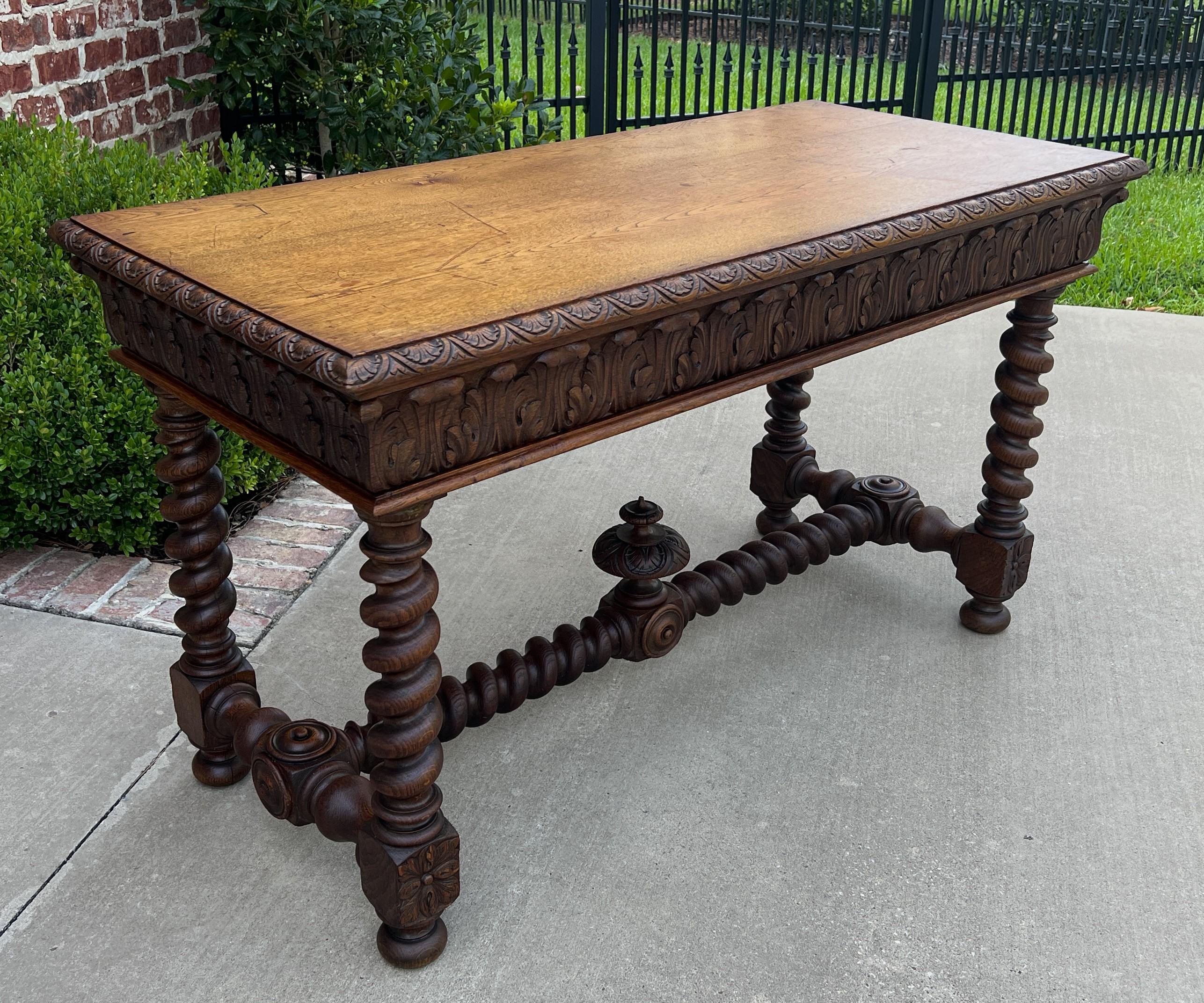 Antique French Writing Desk Barley Twist Sofa Table Entry Hall Table Carved Oak 11