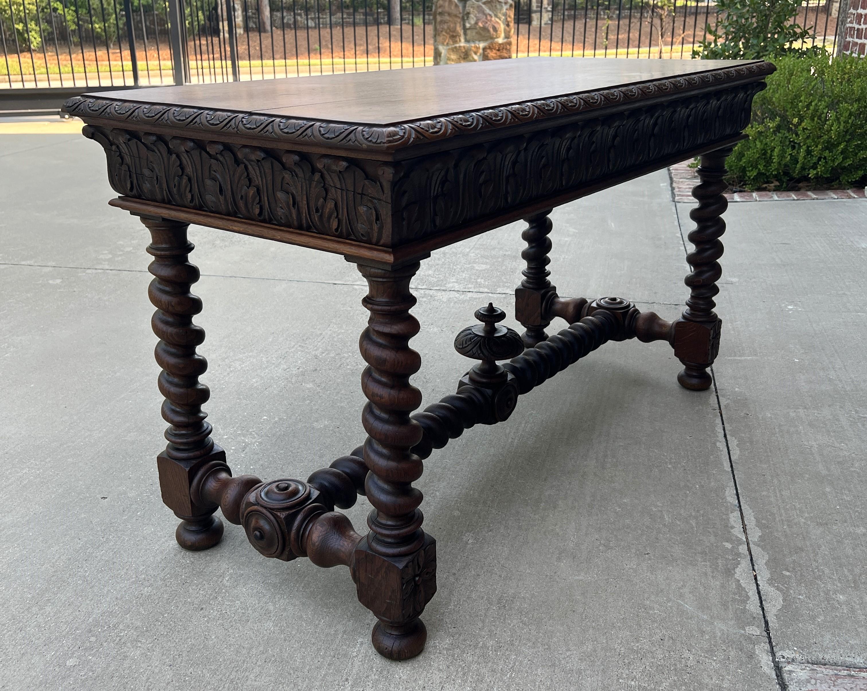 Antique French Writing Desk Barley Twist Sofa Table Entry Hall Table Carved Oak 12