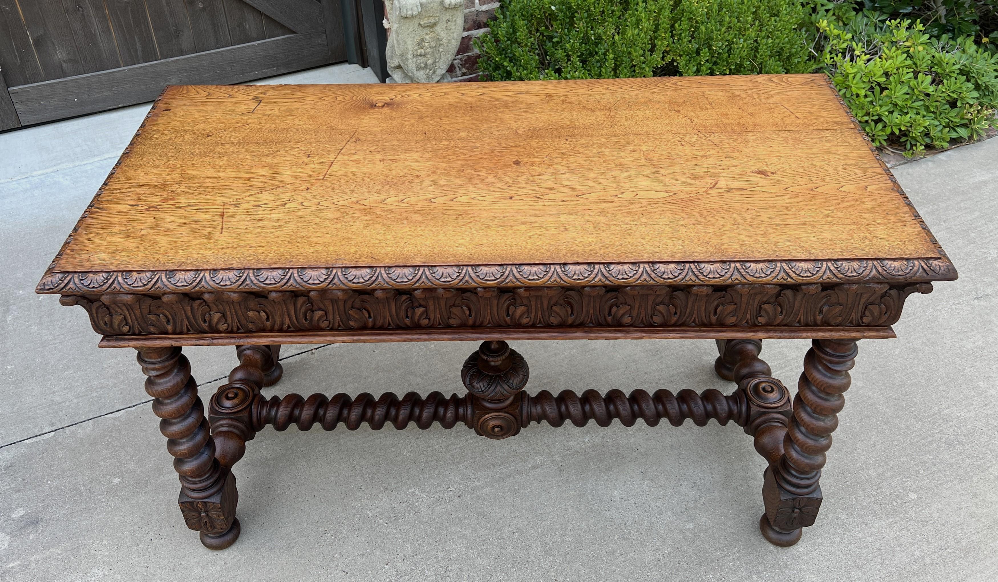Antique French Writing Desk Barley Twist Sofa Table Entry Hall Table Carved Oak 2