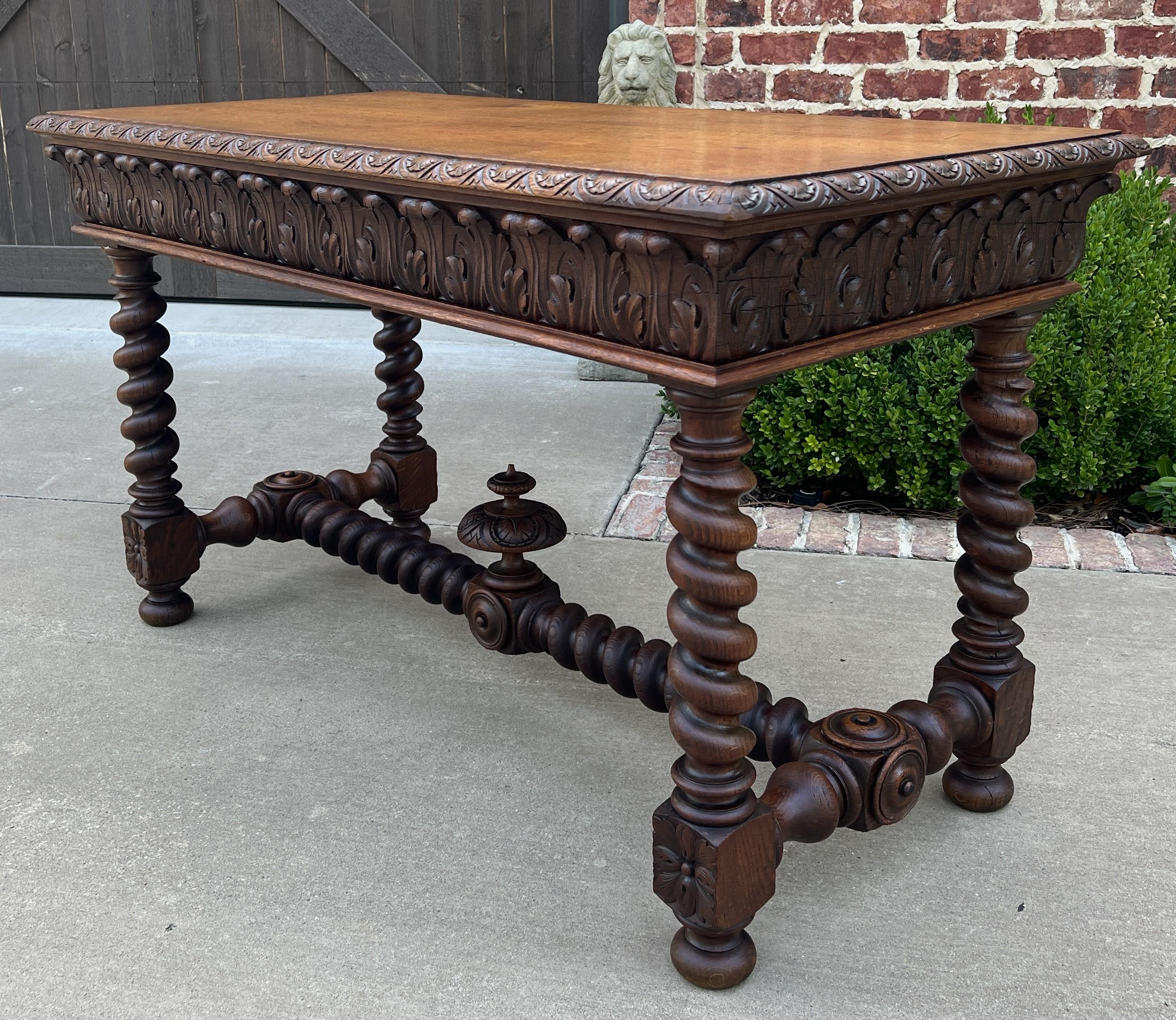 Antique French Writing Desk Barley Twist Sofa Table Entry Hall Table Carved Oak 3