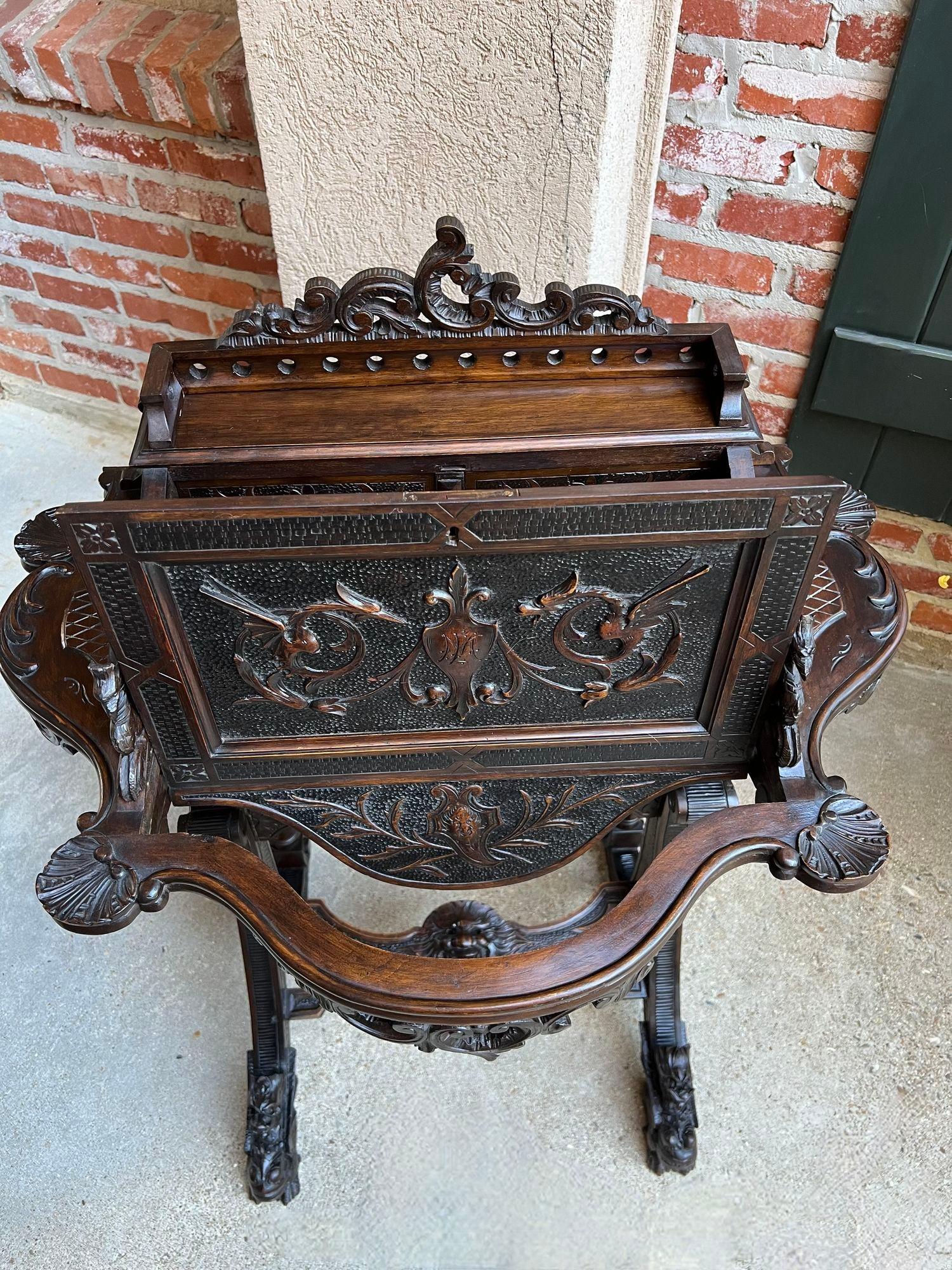 Antiker französischer Schreibtisch-Sekretär Louis XV.-Sekretär aus geschnitzter Eiche, Renaissance um 1890 im Angebot 4