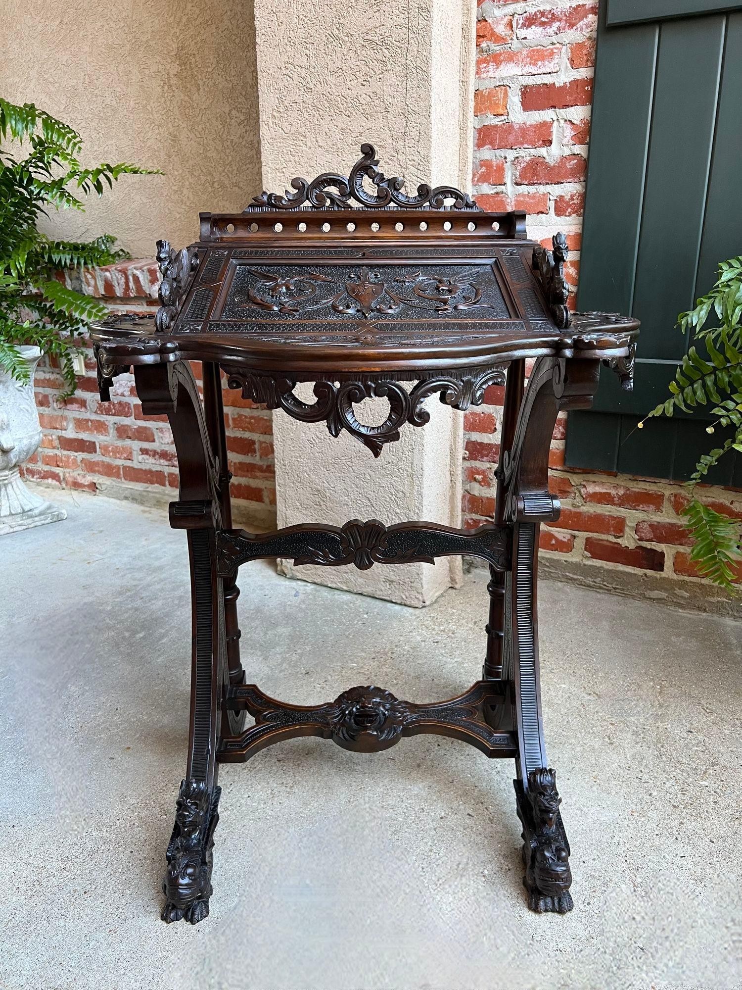 Antiker französischer Schreibtisch-Sekretär Louis XV.-Sekretär aus geschnitzter Eiche, Renaissance um 1890 im Angebot 6