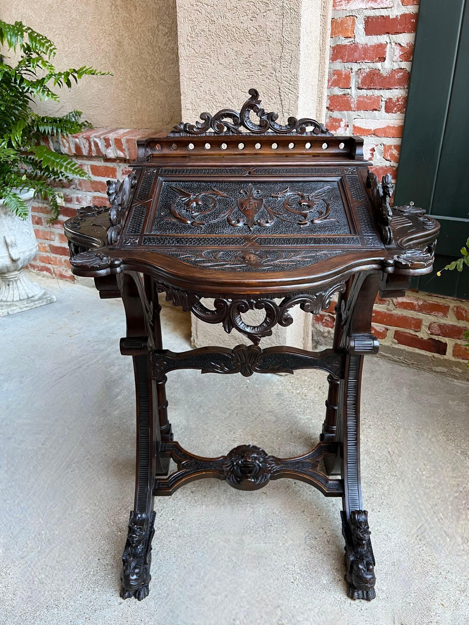 Antiker französischer Schreibtisch-Sekretär Louis XV.-Sekretär aus geschnitzter Eiche, Renaissance um 1890 im Angebot 7