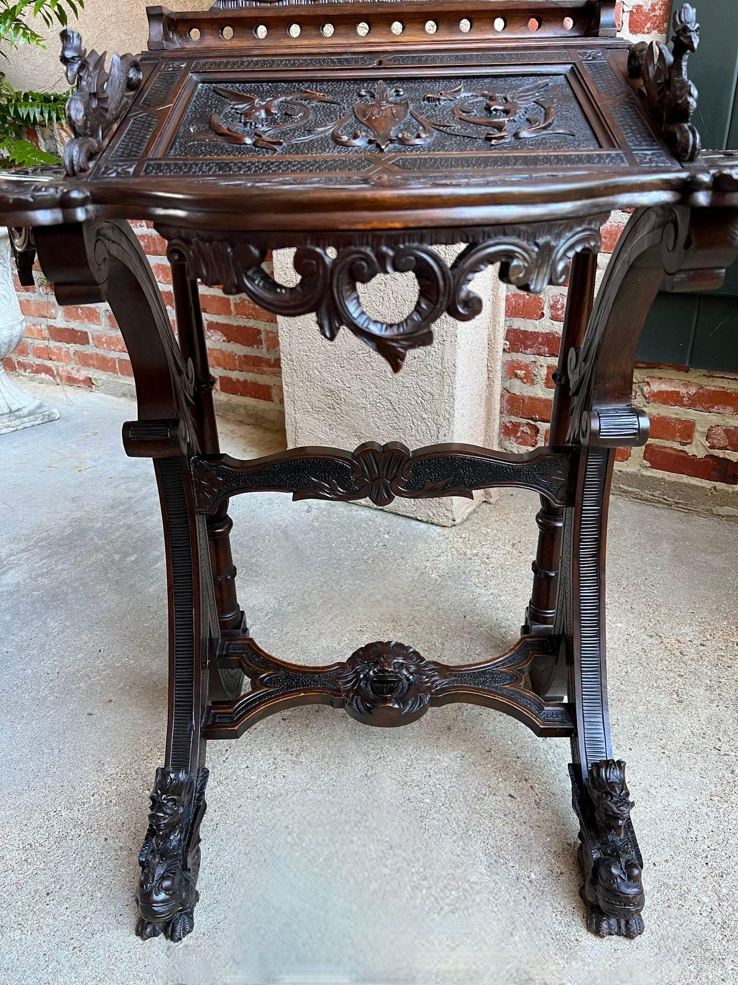 Antiker französischer Schreibtisch-Sekretär Louis XV.-Sekretär aus geschnitzter Eiche, Renaissance um 1890 im Angebot 13