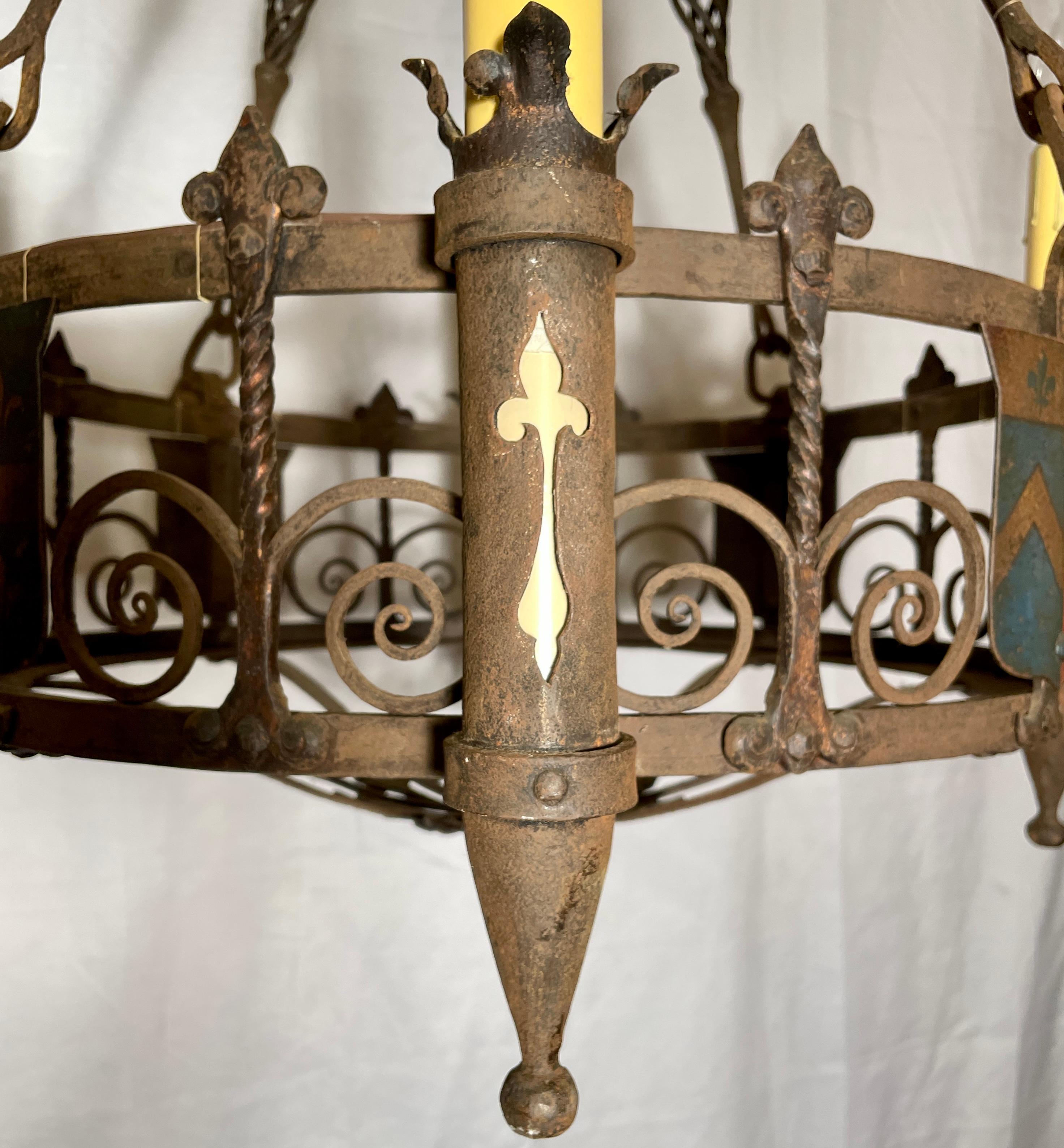 Antique French Wrought Iron 4 Light Chandelier, Circa 1880 In Good Condition For Sale In New Orleans, LA