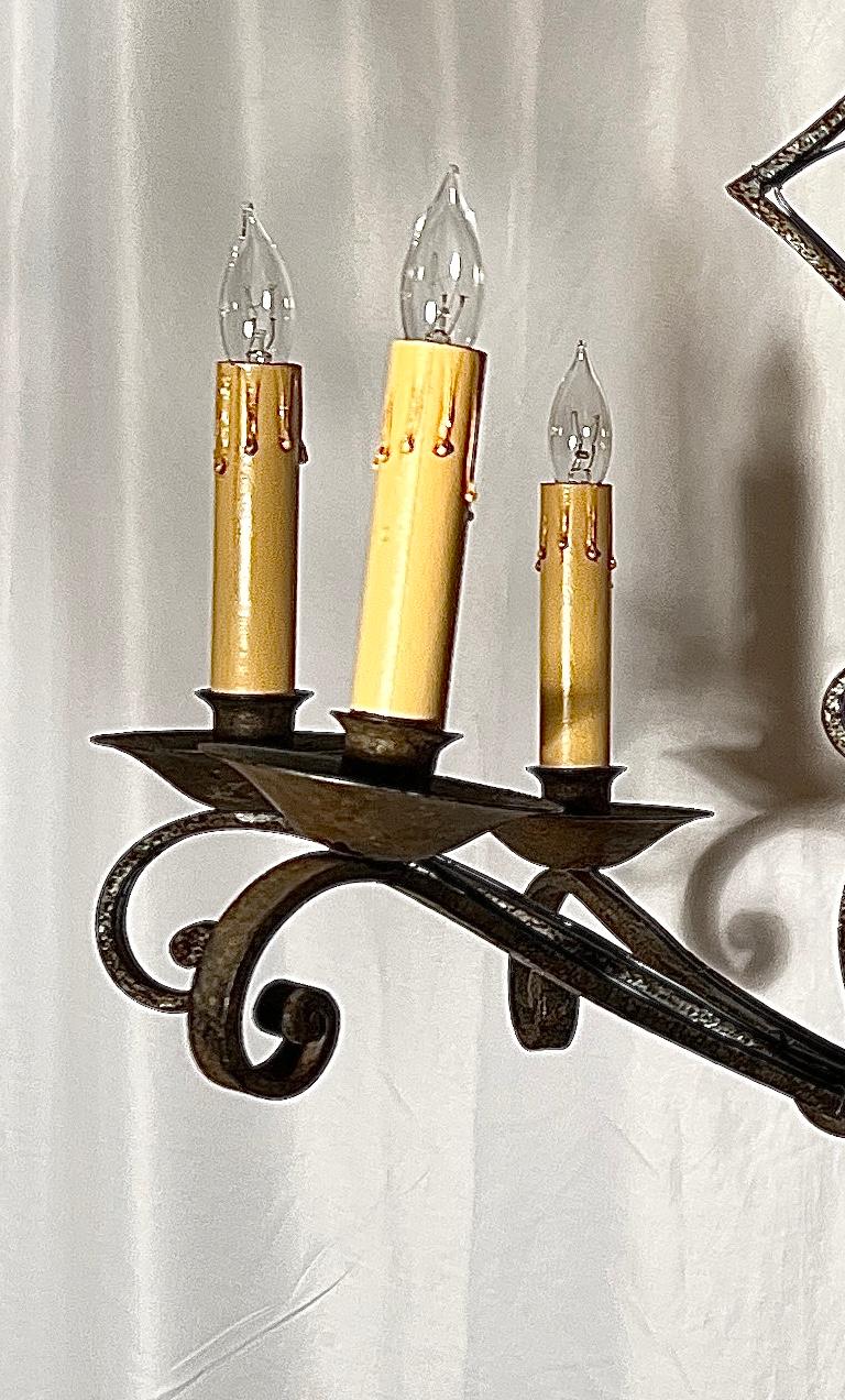 Wrought Iron Antique French Wrought  Iron 6 Light Chandelier, Circa 1880. For Sale