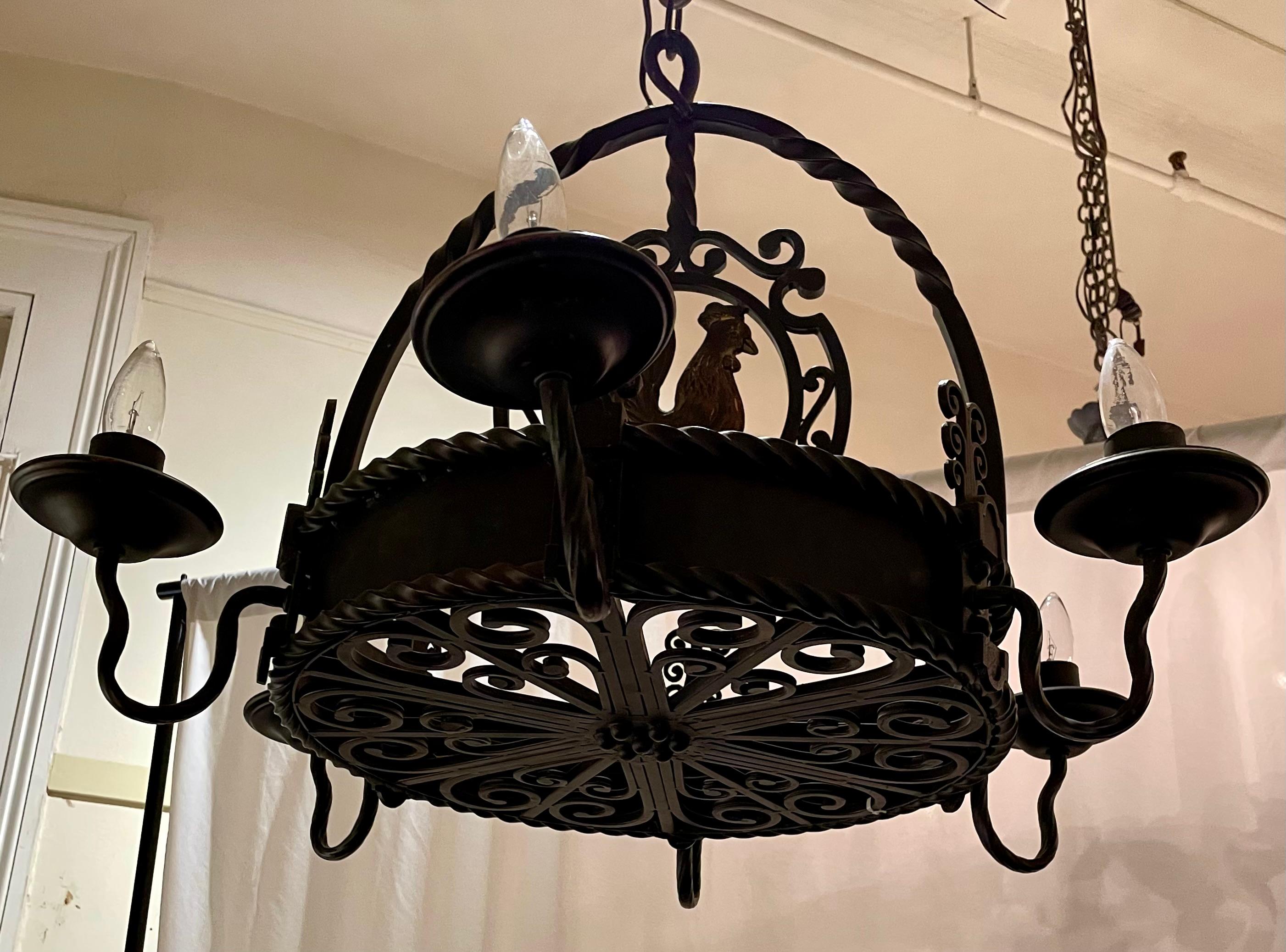 Antique French Wrought Iron 6 Light 
