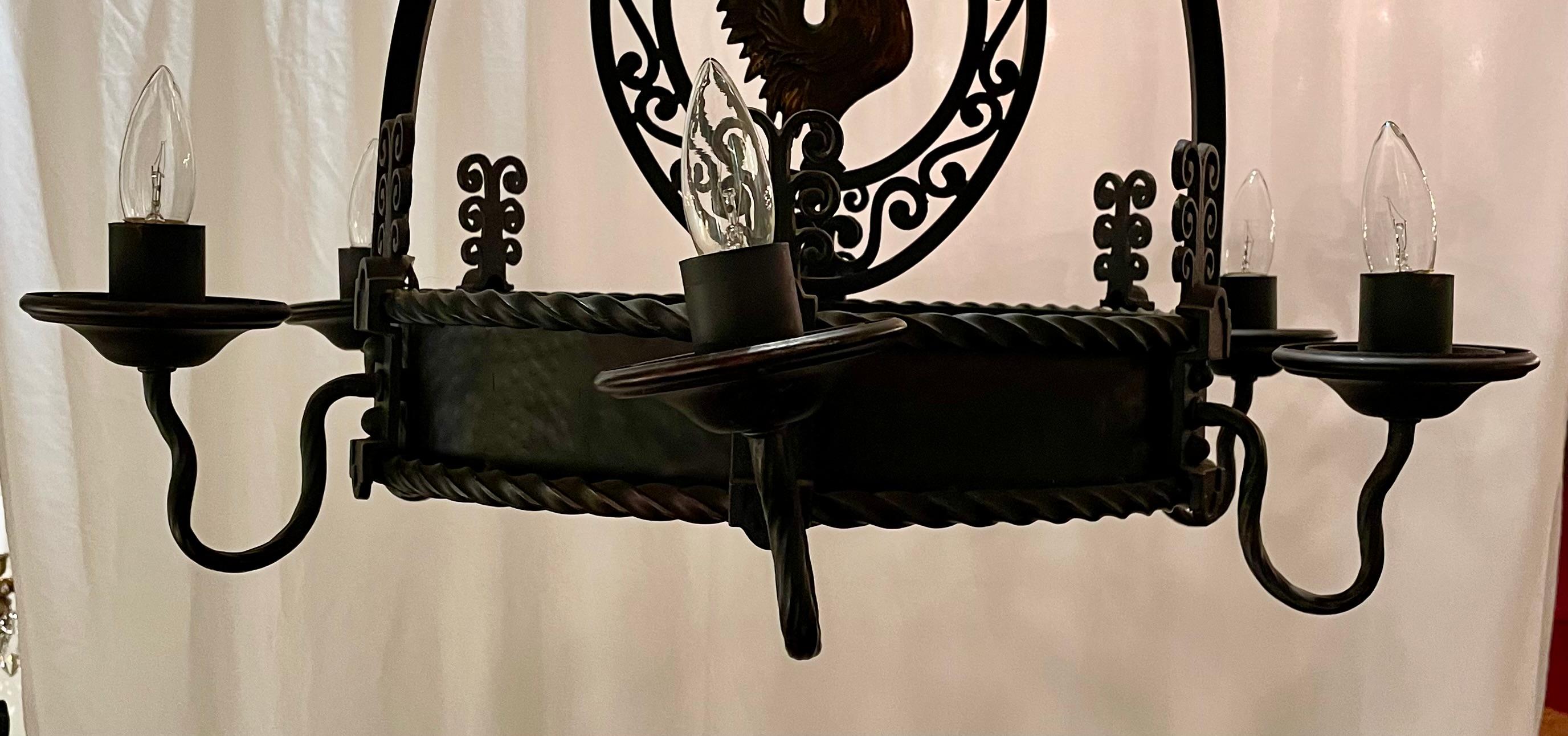 Antique French Wrought Iron 6 Light 