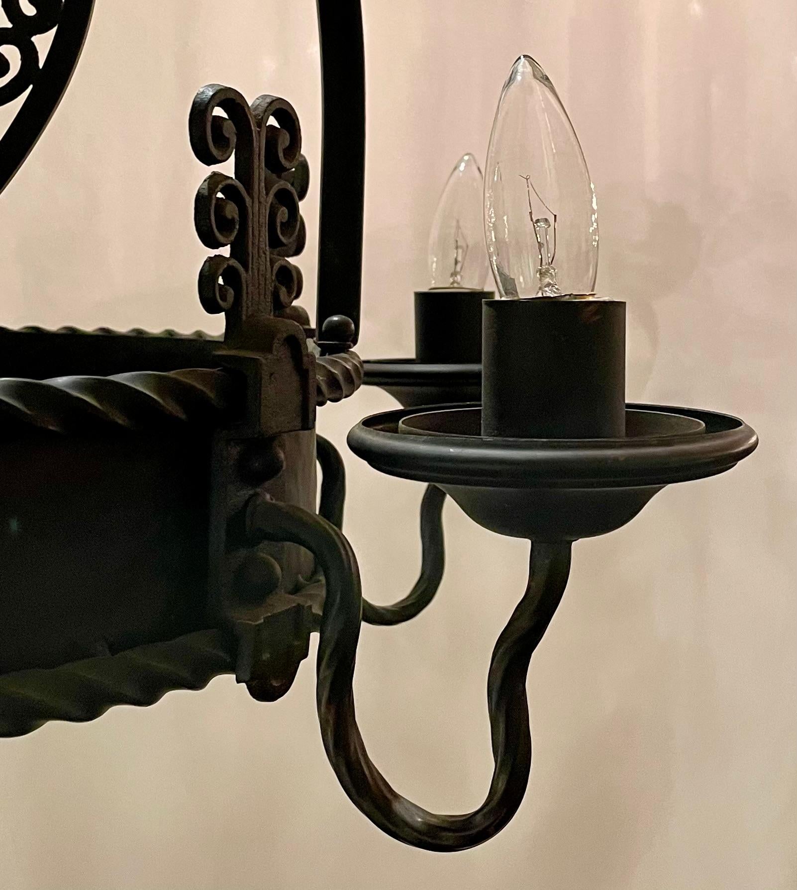 Antique French Wrought Iron 6 Light 