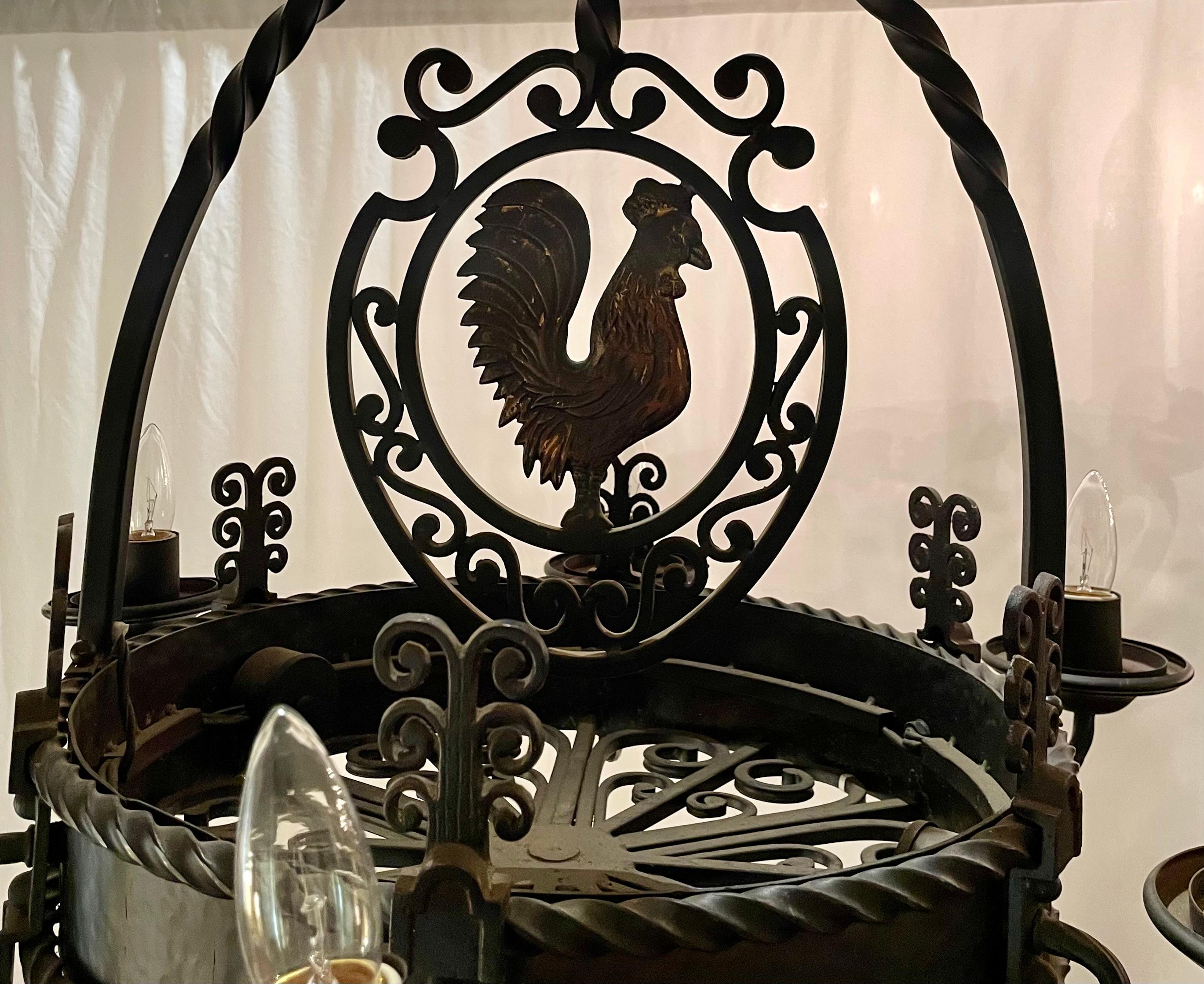 Antique French Wrought Iron 6 Light 