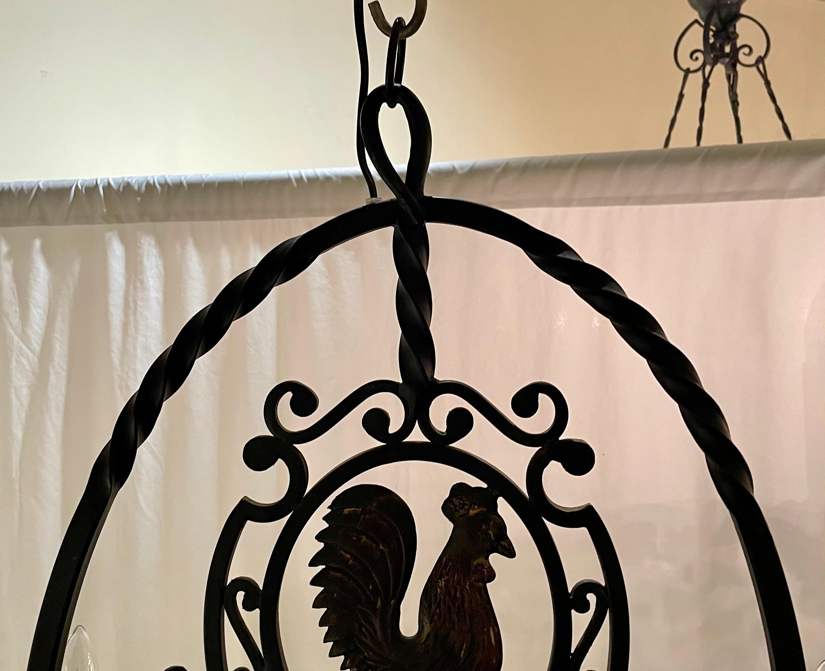 Antique French Wrought Iron 6 Light 