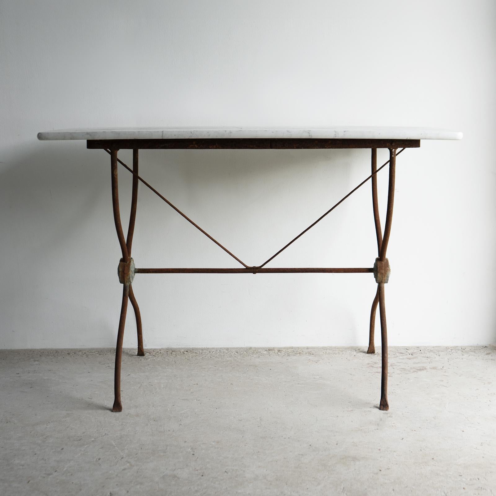 Antique French Mesa Bistro de Hierro Forjado y Mármol, Siglo XIX en venta 4
