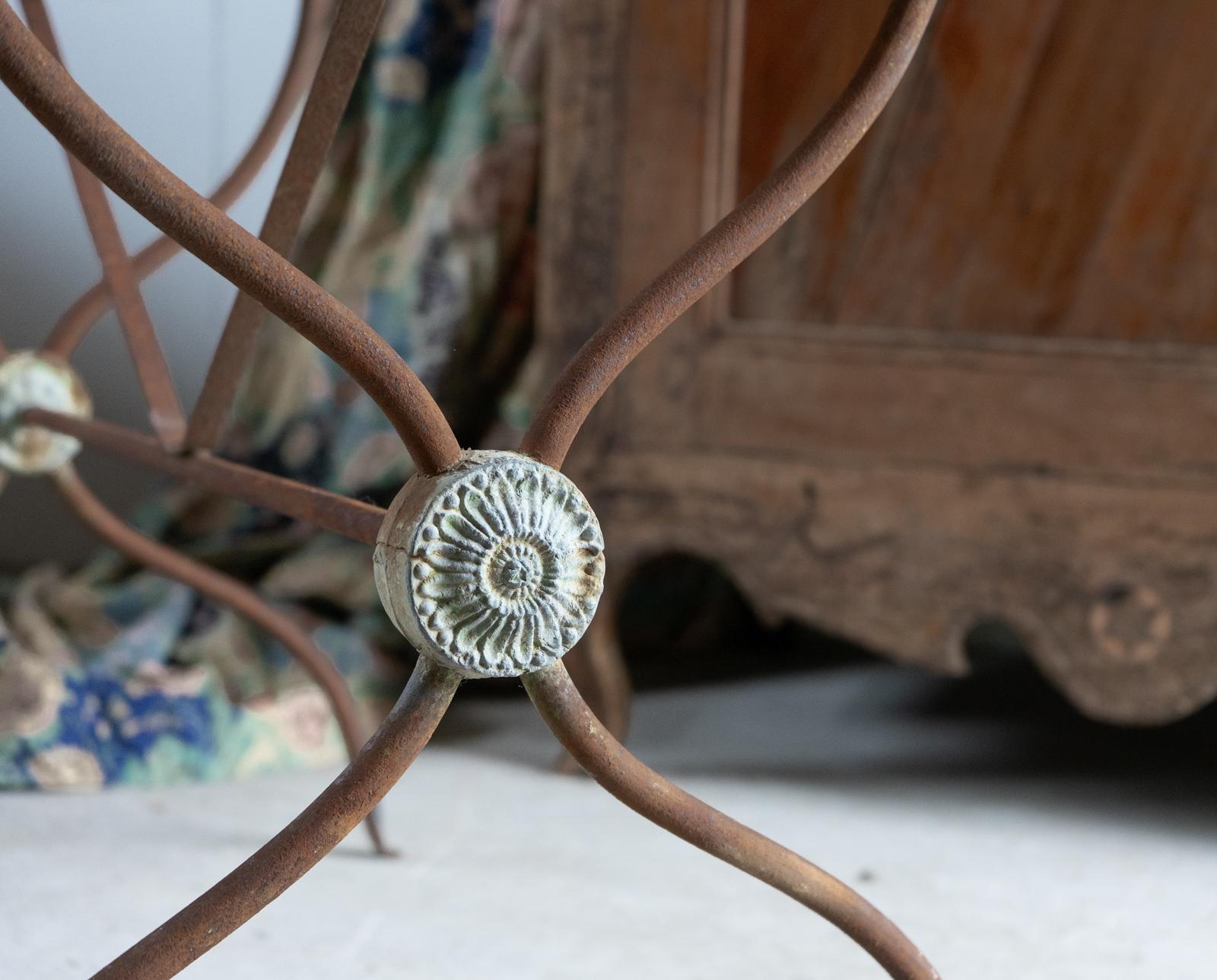 Antique French Mesa Bistro de Hierro Forjado y Mármol, Siglo XIX en venta 5