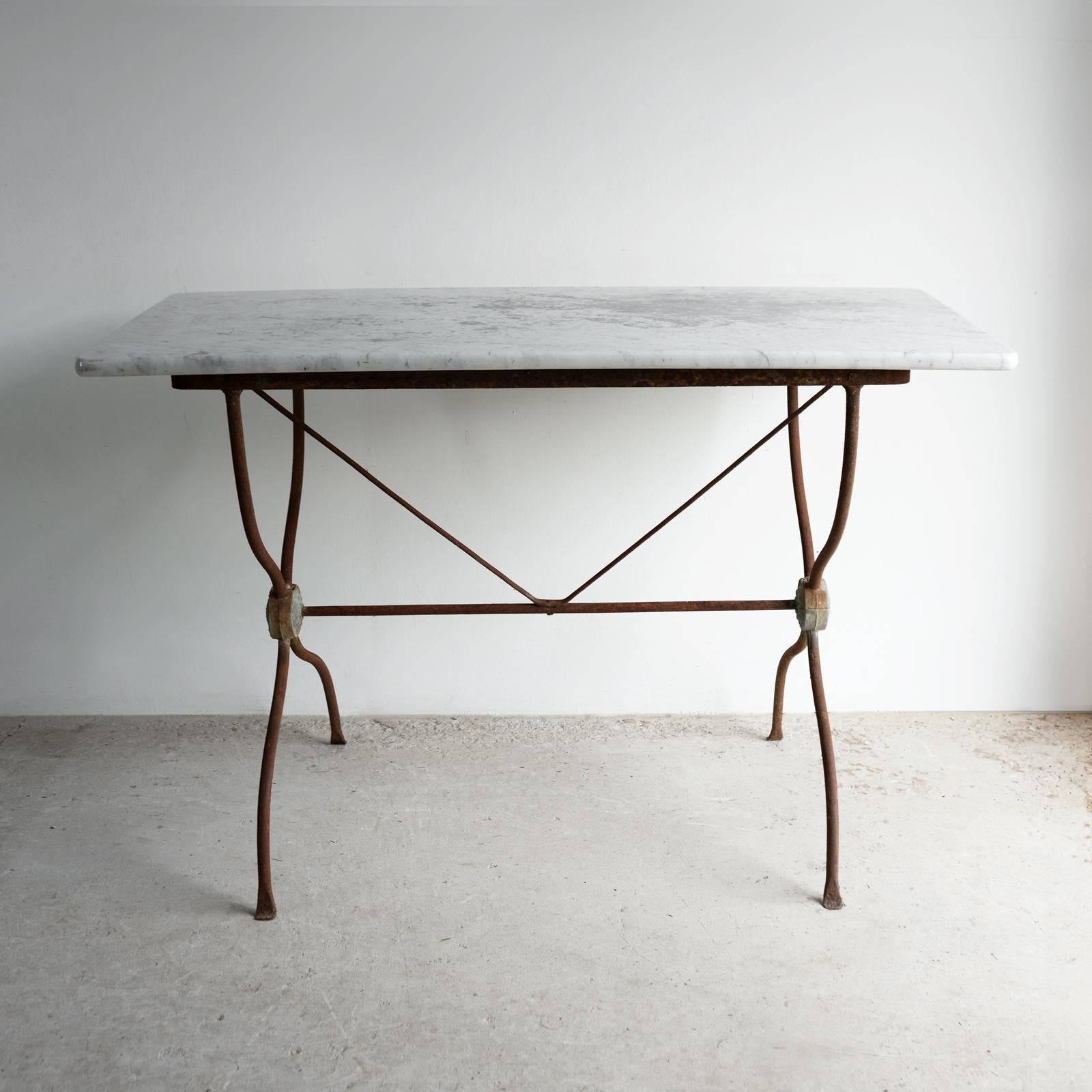 Antique French Mesa Bistro de Hierro Forjado y Mármol, Siglo XIX en Bueno estado para la venta en Bristol, GB