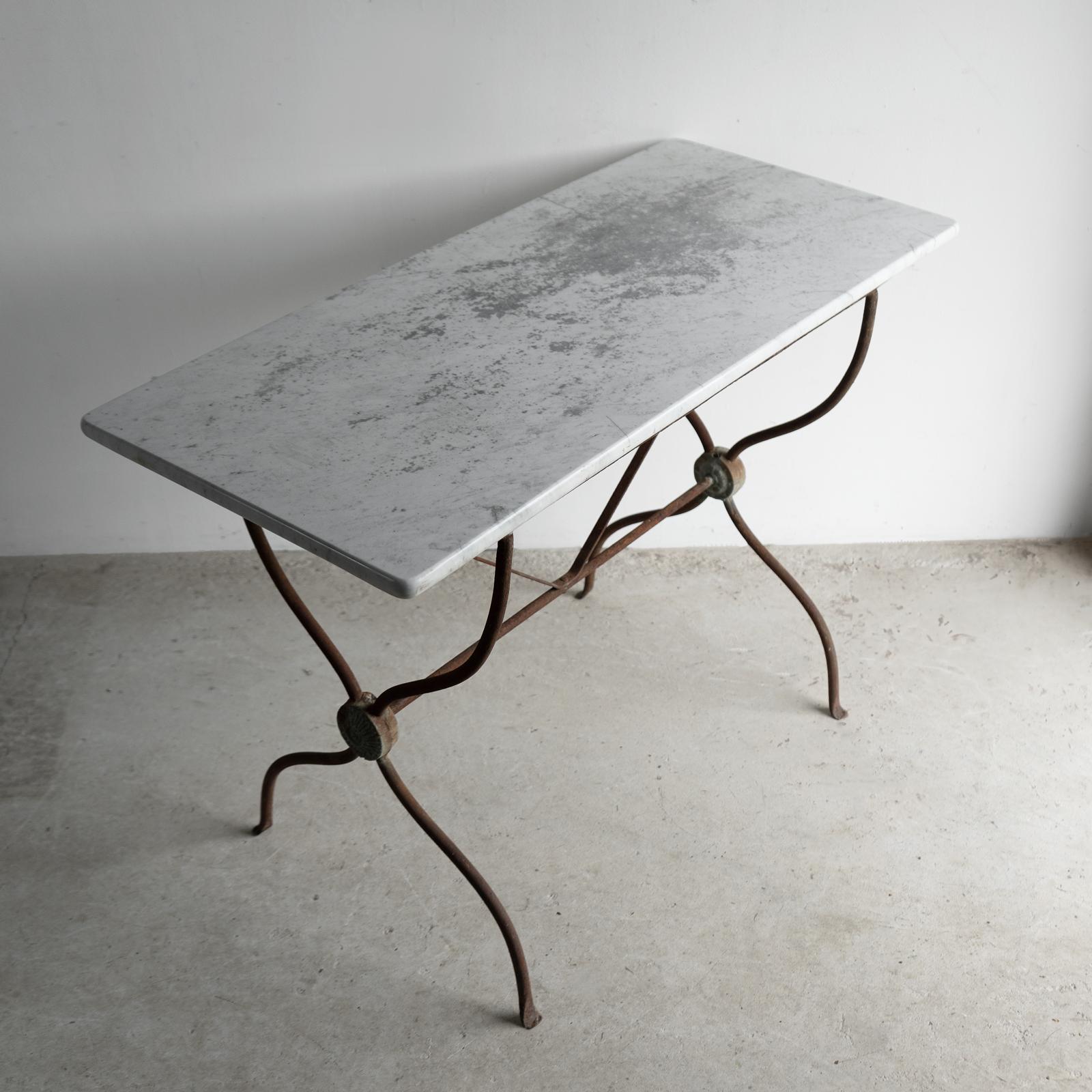 Antique French Mesa Bistro de Hierro Forjado y Mármol, Siglo XIX en venta 1