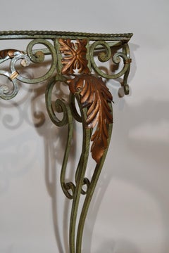 Antique French Wrought Iron and Marble Console