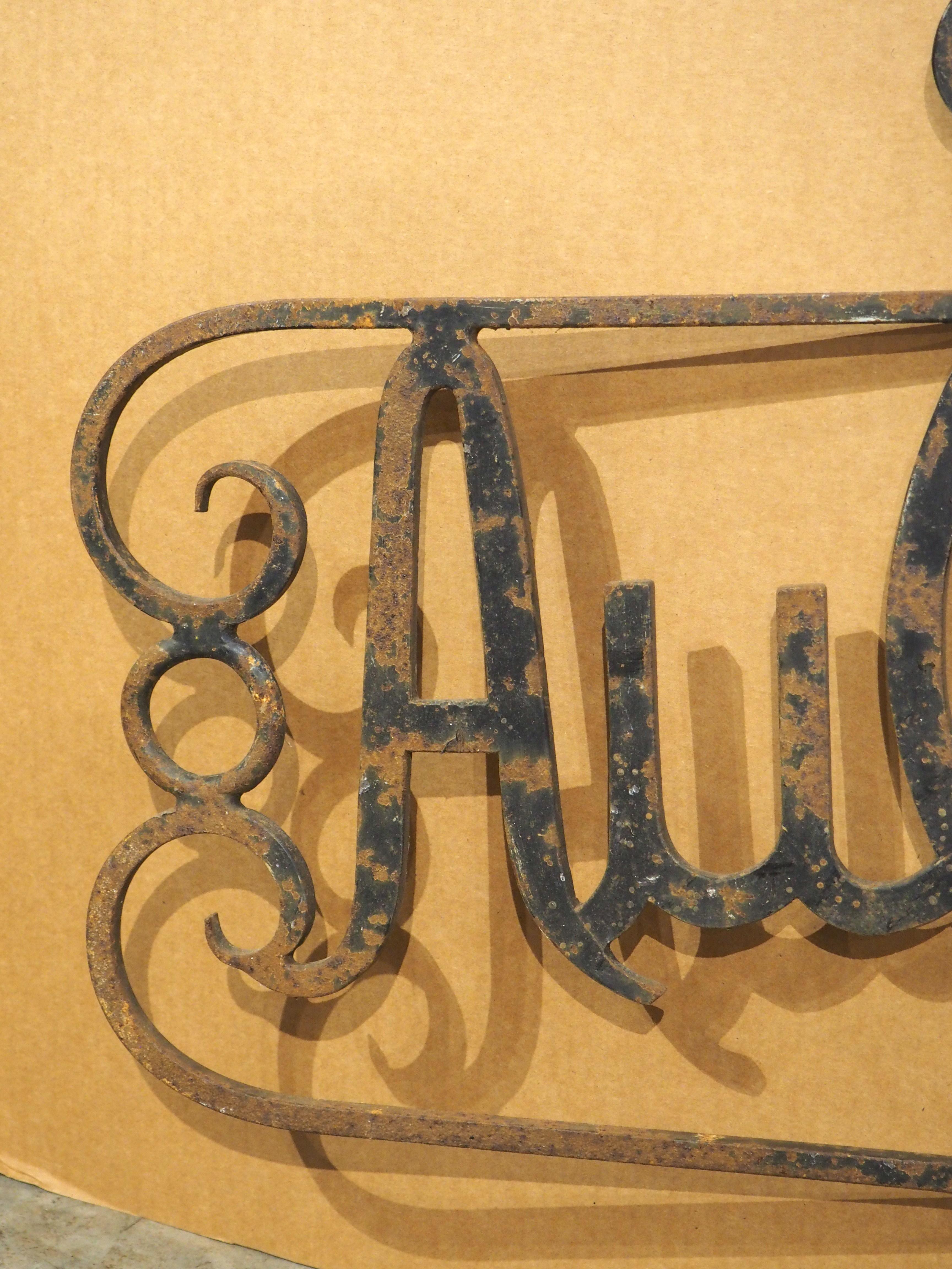 Antike Französisch Schmiedeeisen Auberge Zeichen (Metall)