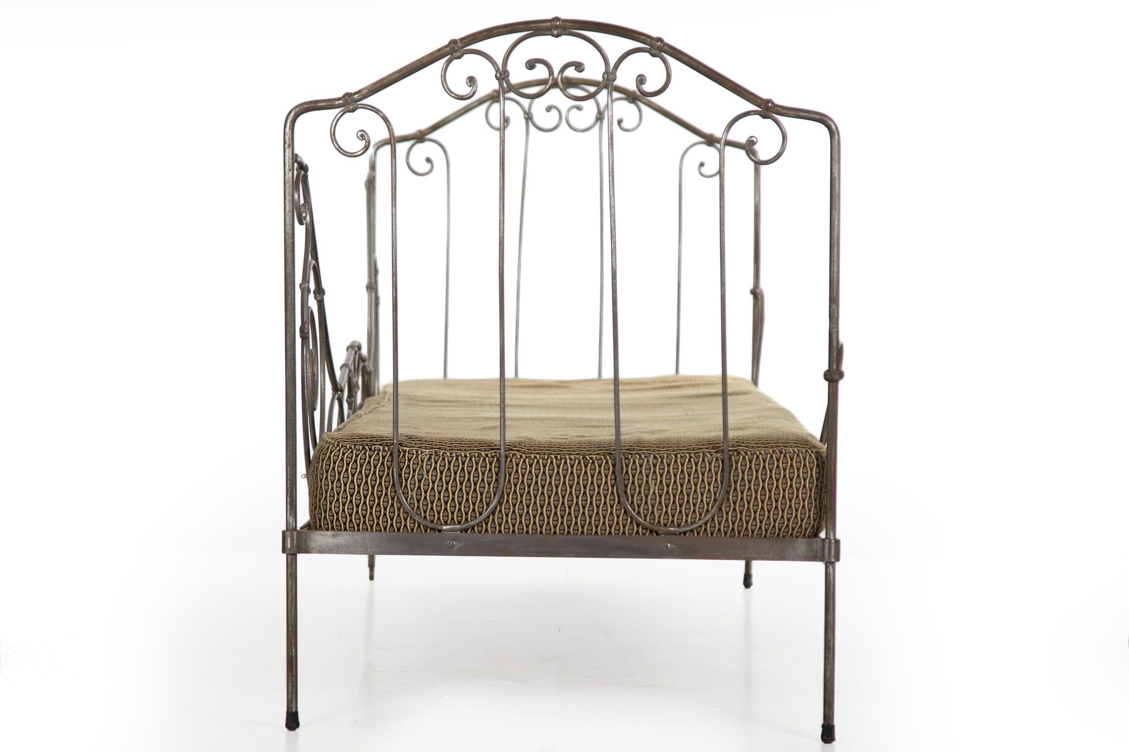 Antique French Wrought Iron Campaign Style Daybed Sofa 6