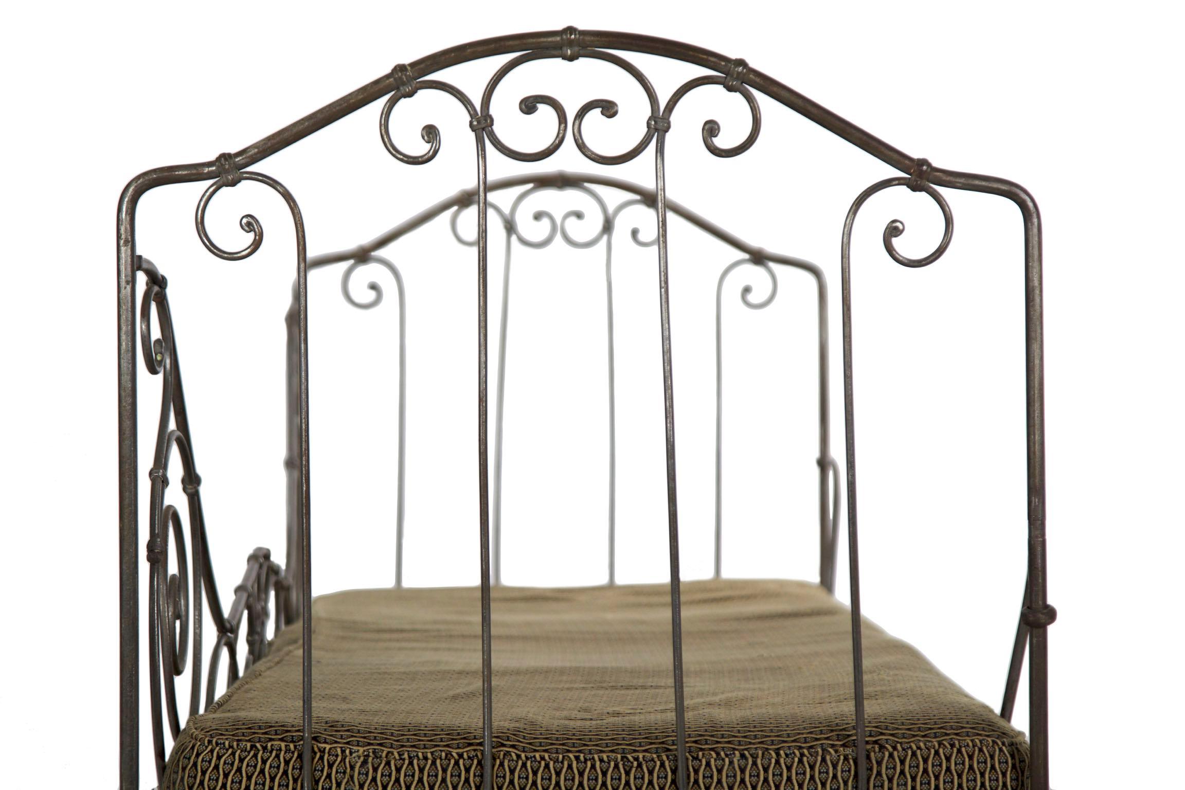 Antique French Wrought Iron Campaign Style Daybed Sofa 7