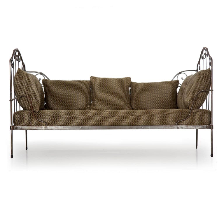 Antique French Wrought Iron Campaign Style Daybed Sofa at 1stDibs