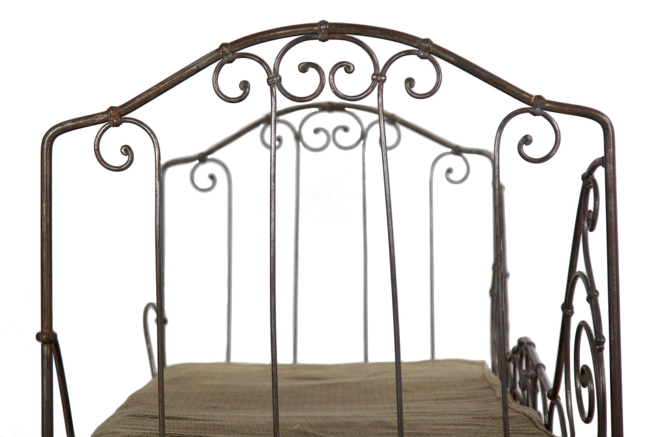 19th Century Antique French Wrought Iron Campaign Style Daybed Sofa