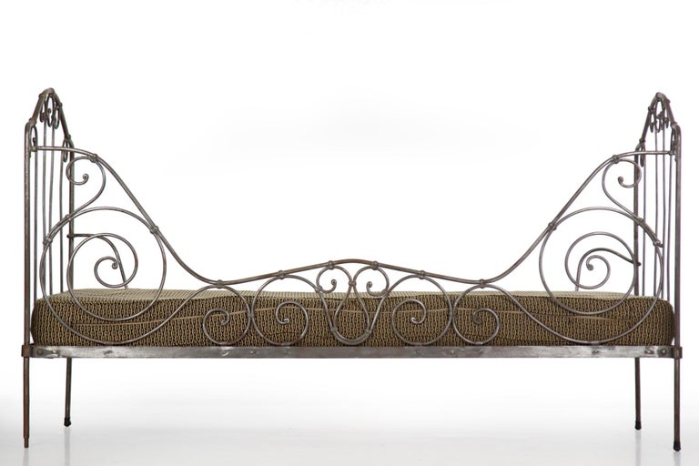 Antique French Wrought Iron Campaign Style Daybed Sofa at 1stDibs