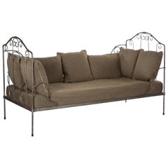 Antique French Wrought Iron Campaign Style Daybed Sofa